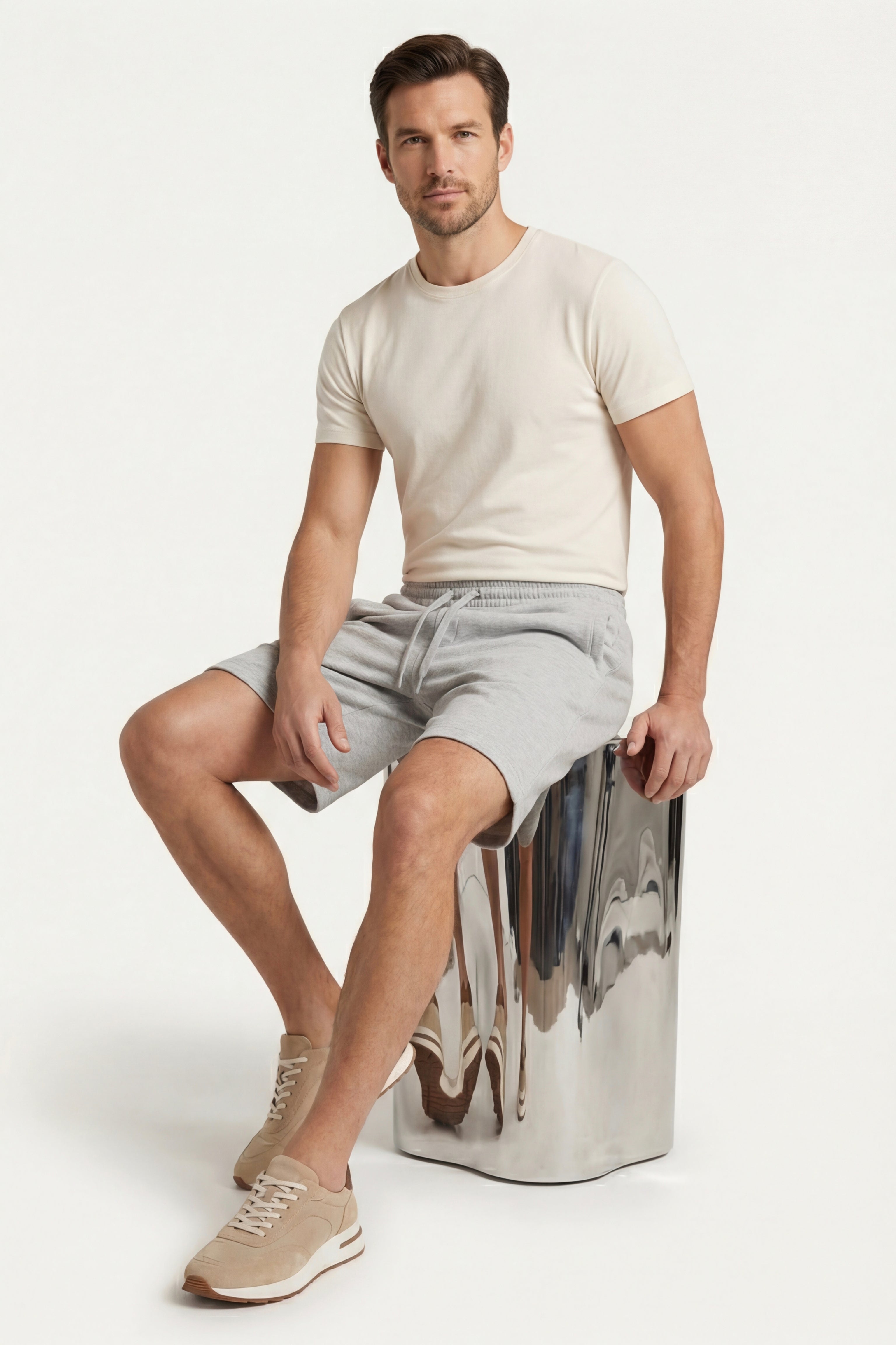 Salerno Drawstring Shorts Light Grey