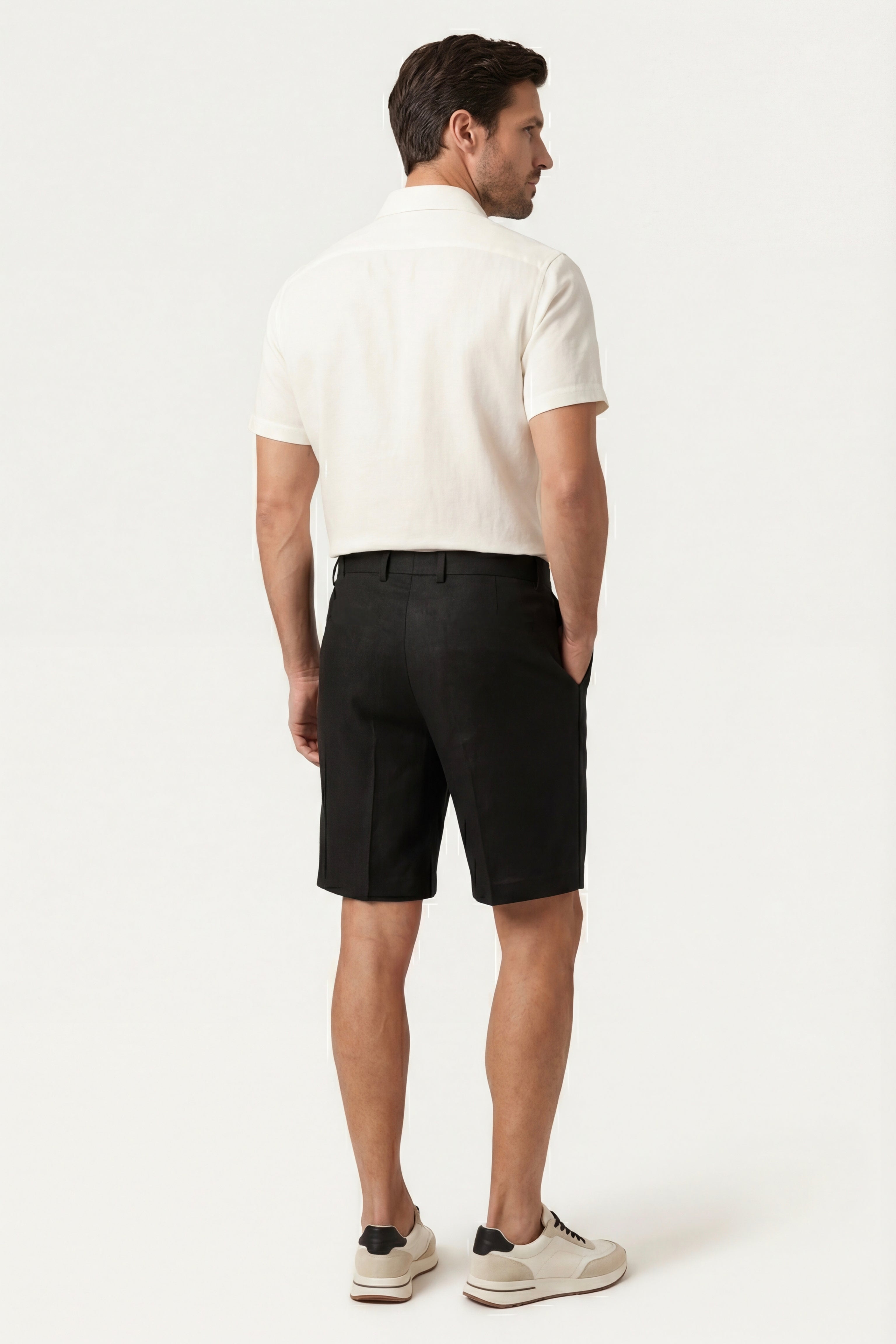 Orvieto Linen Pleated Shorts Black