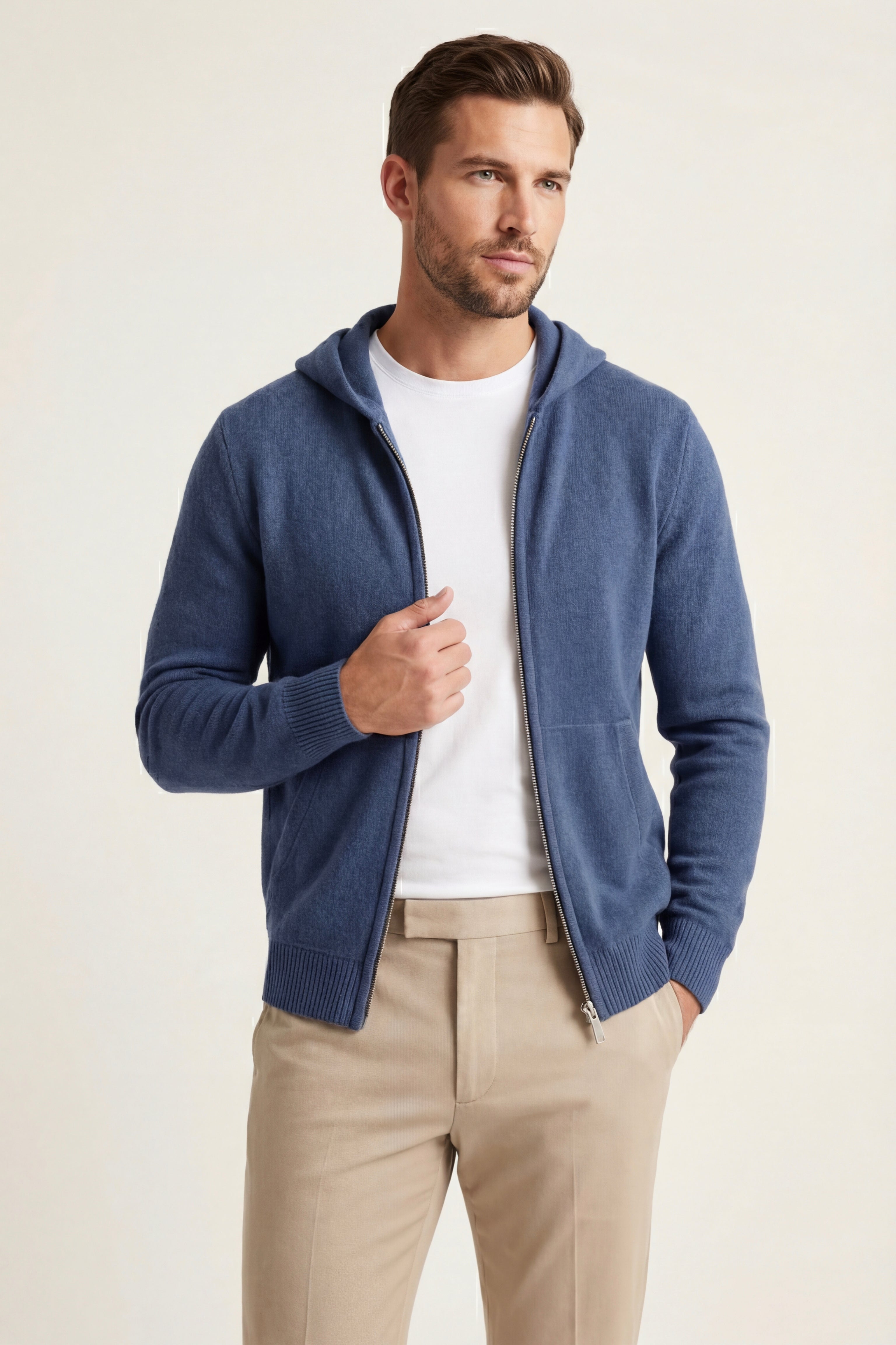 Tavole Hooded Zip Blue