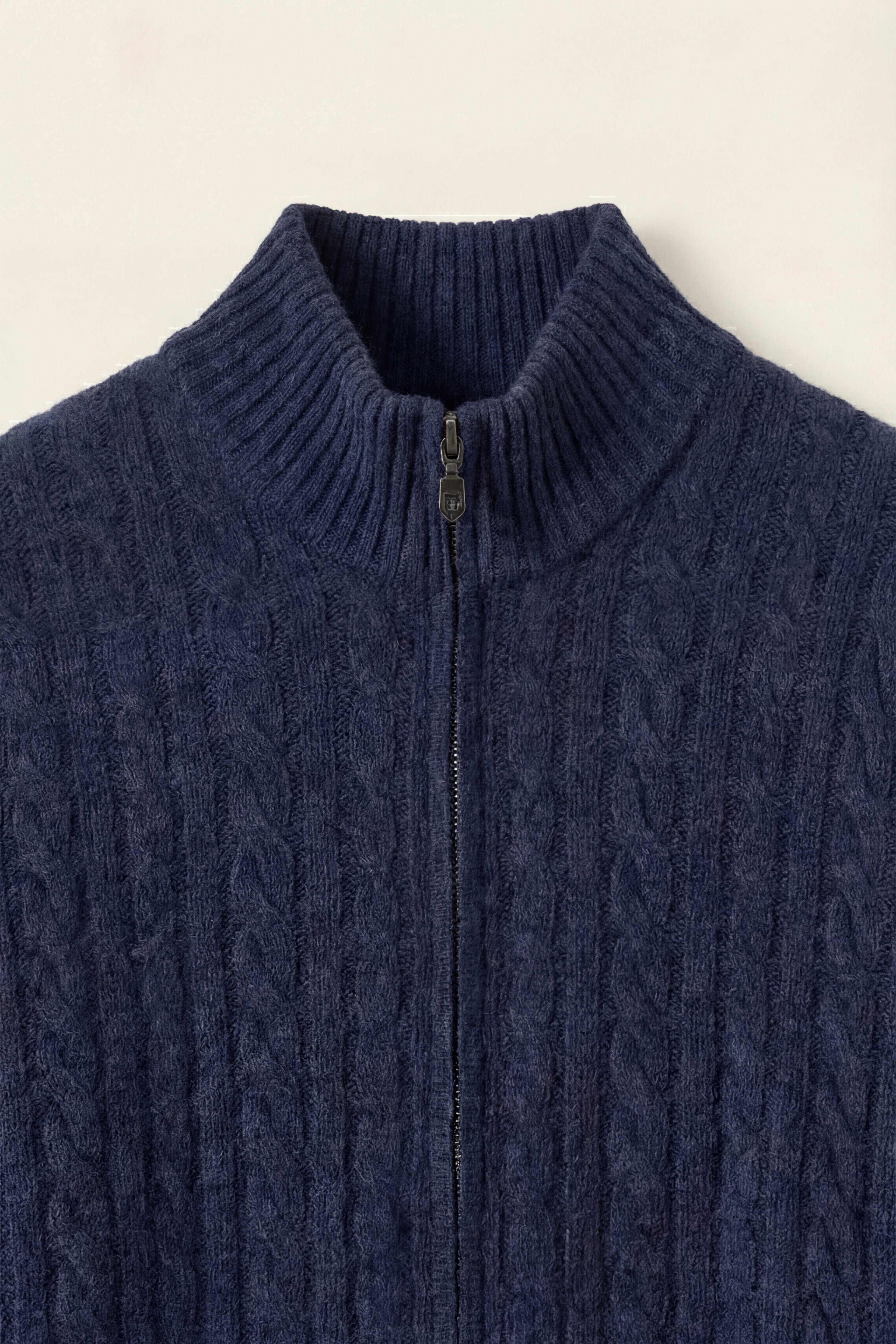 Bolzano Cable Zip Knit Blue Grey