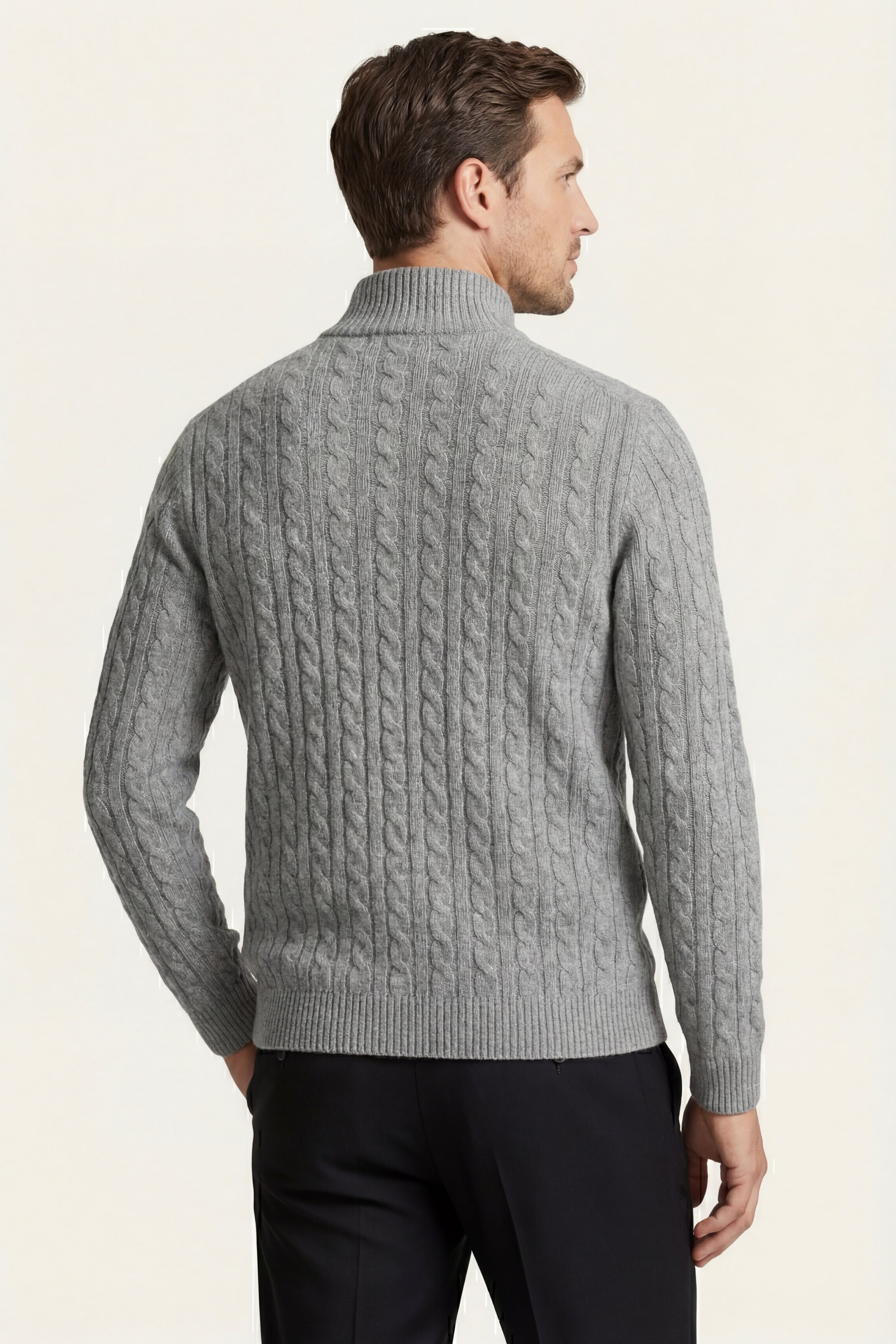 Bolzano Cable Zip Knit Grey