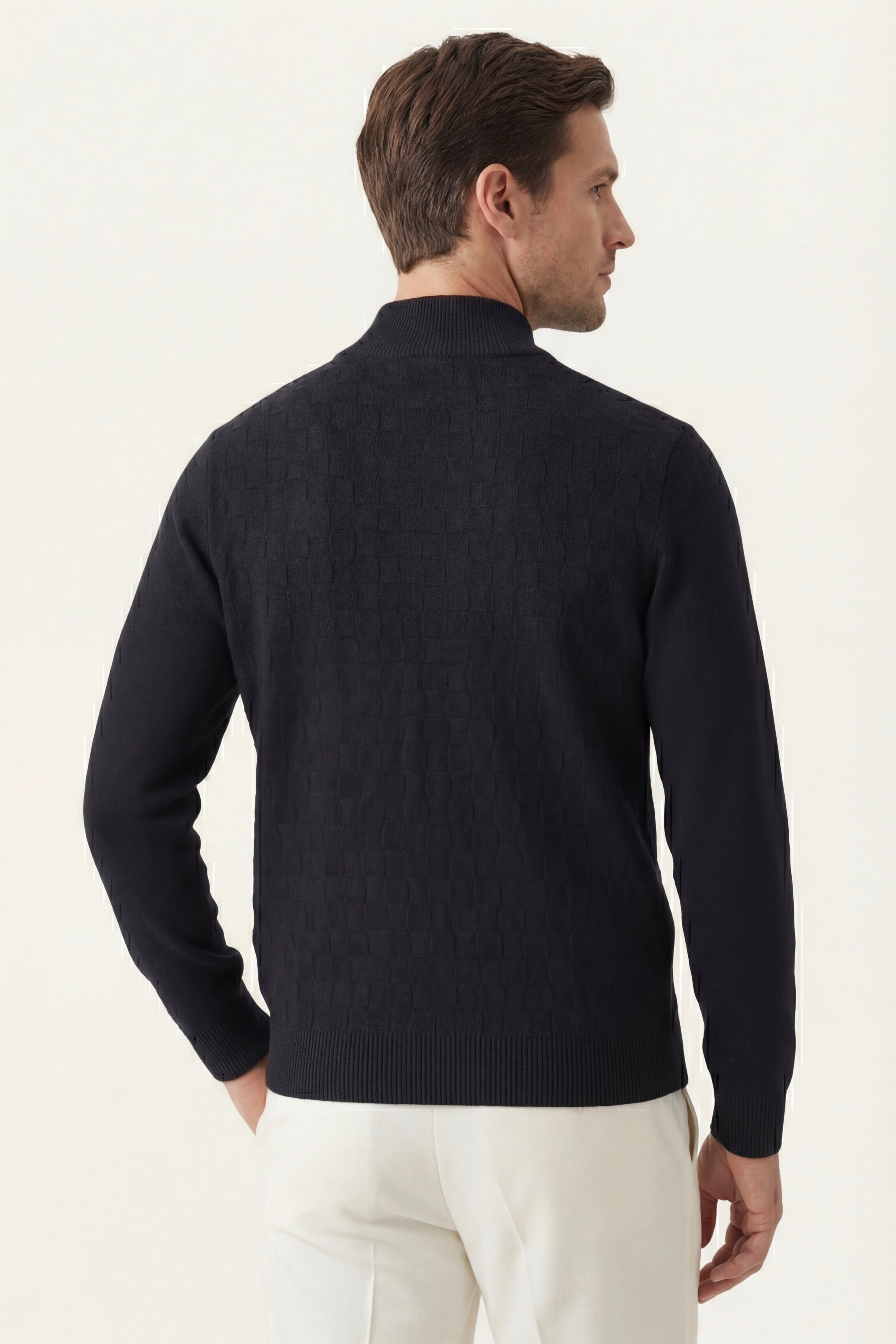 Cortina Textured Zip Sweater Black