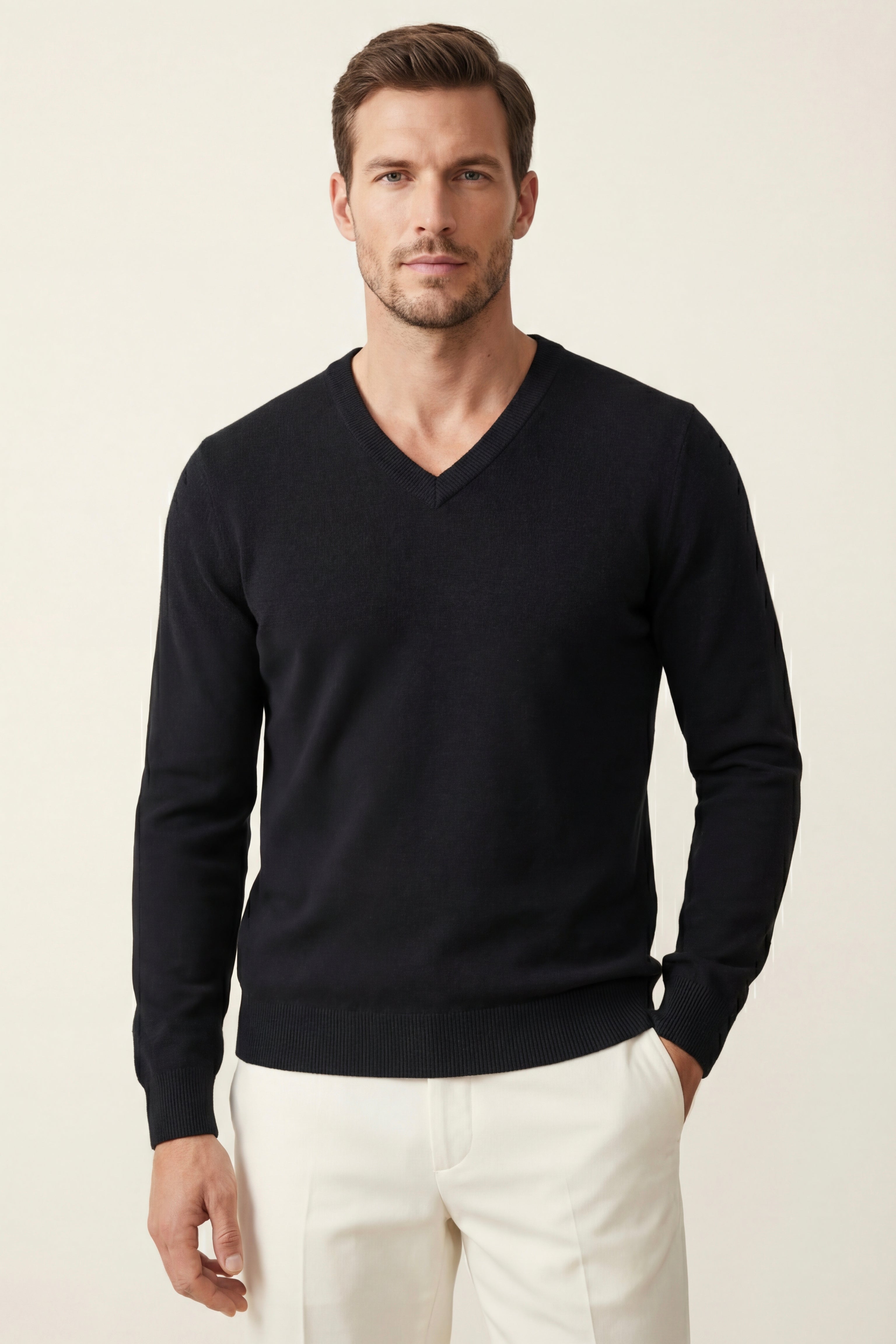 Merano V-Neck Knit Sweater Black