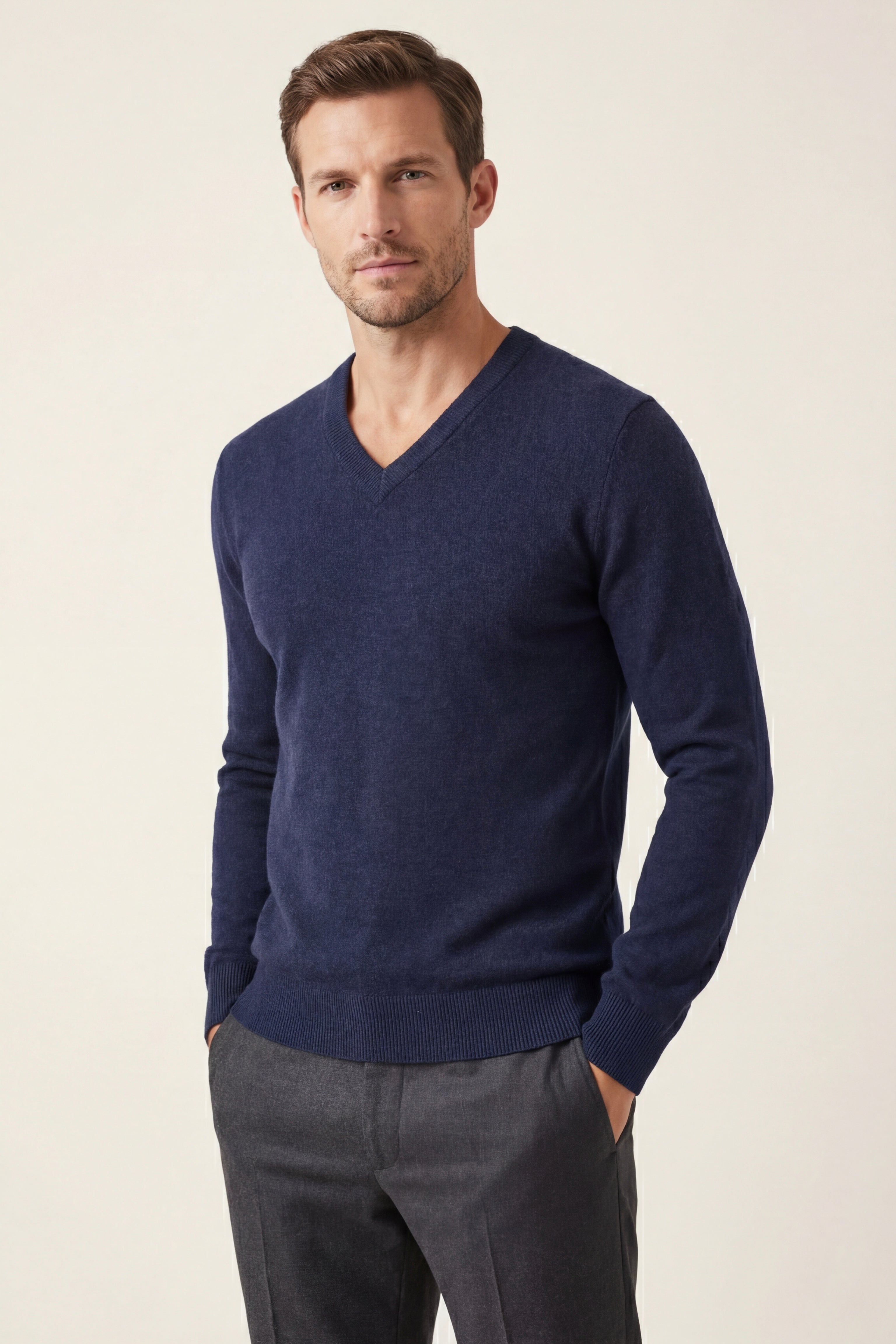 Merano V-Neck Knit Sweater Navy