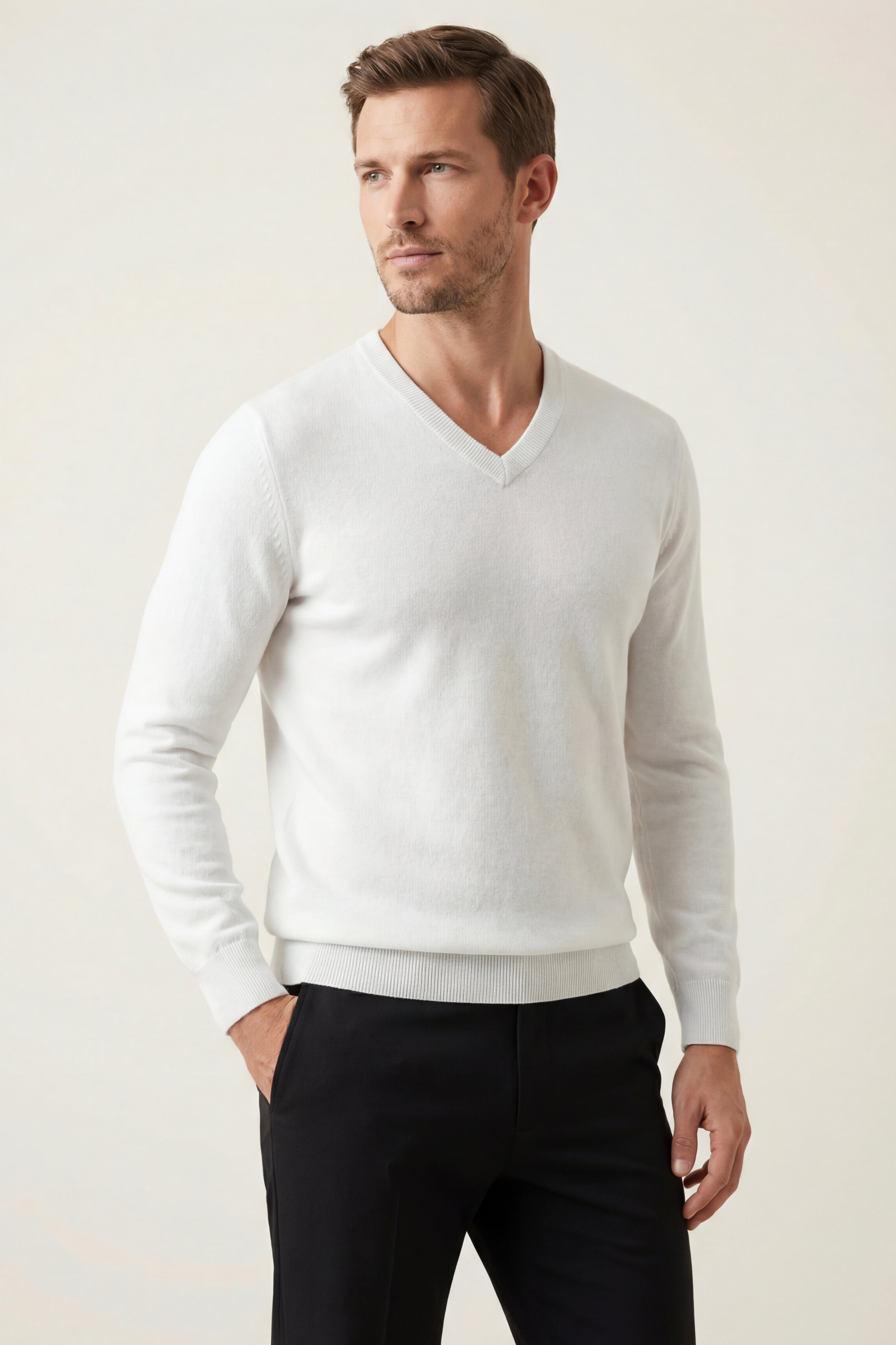 Merano V-Neck Knit Sweater White