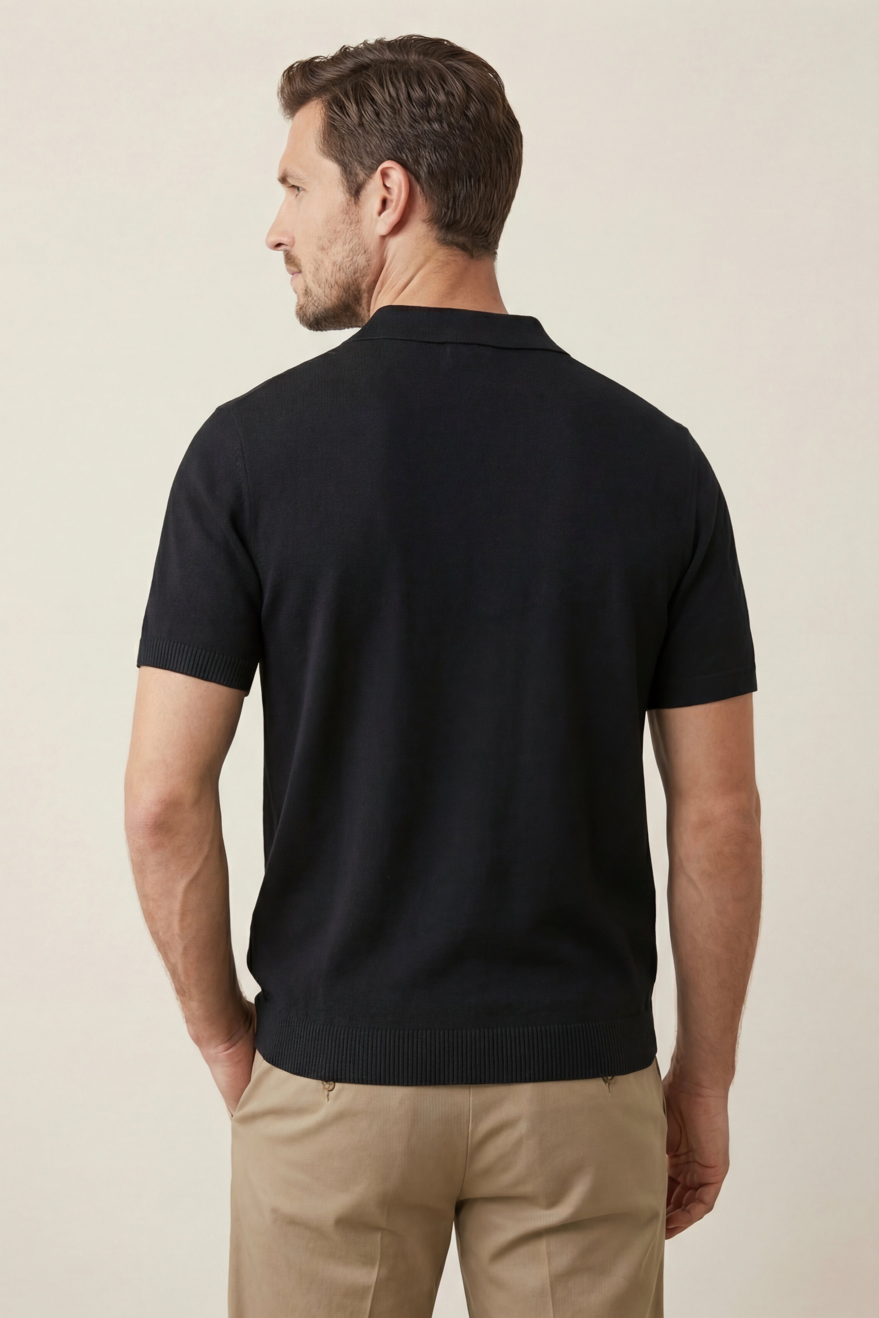 Lucera Structured Knit Polo Black