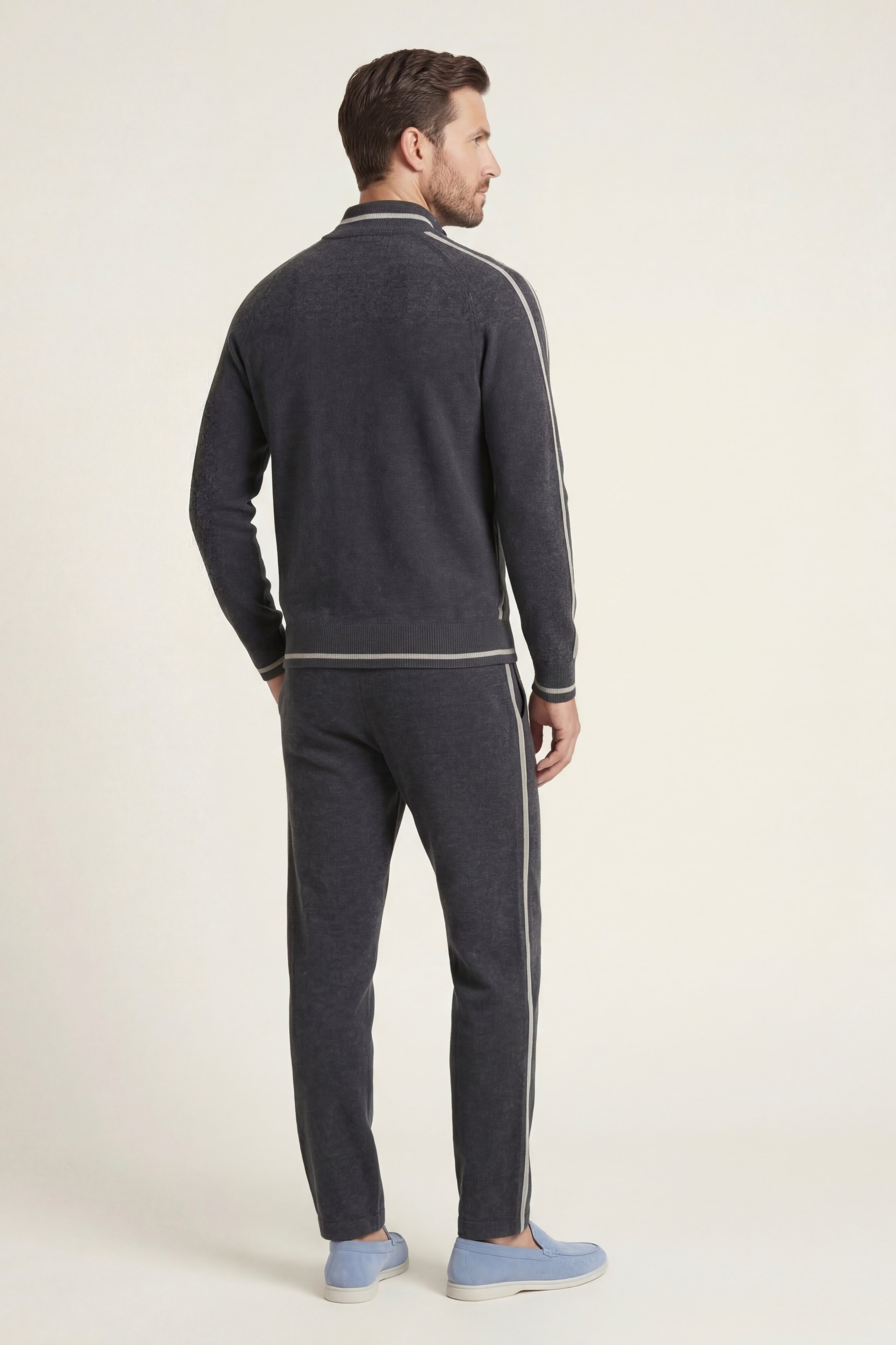 Enzo Cashmere Full-Zip Set Dark Grey