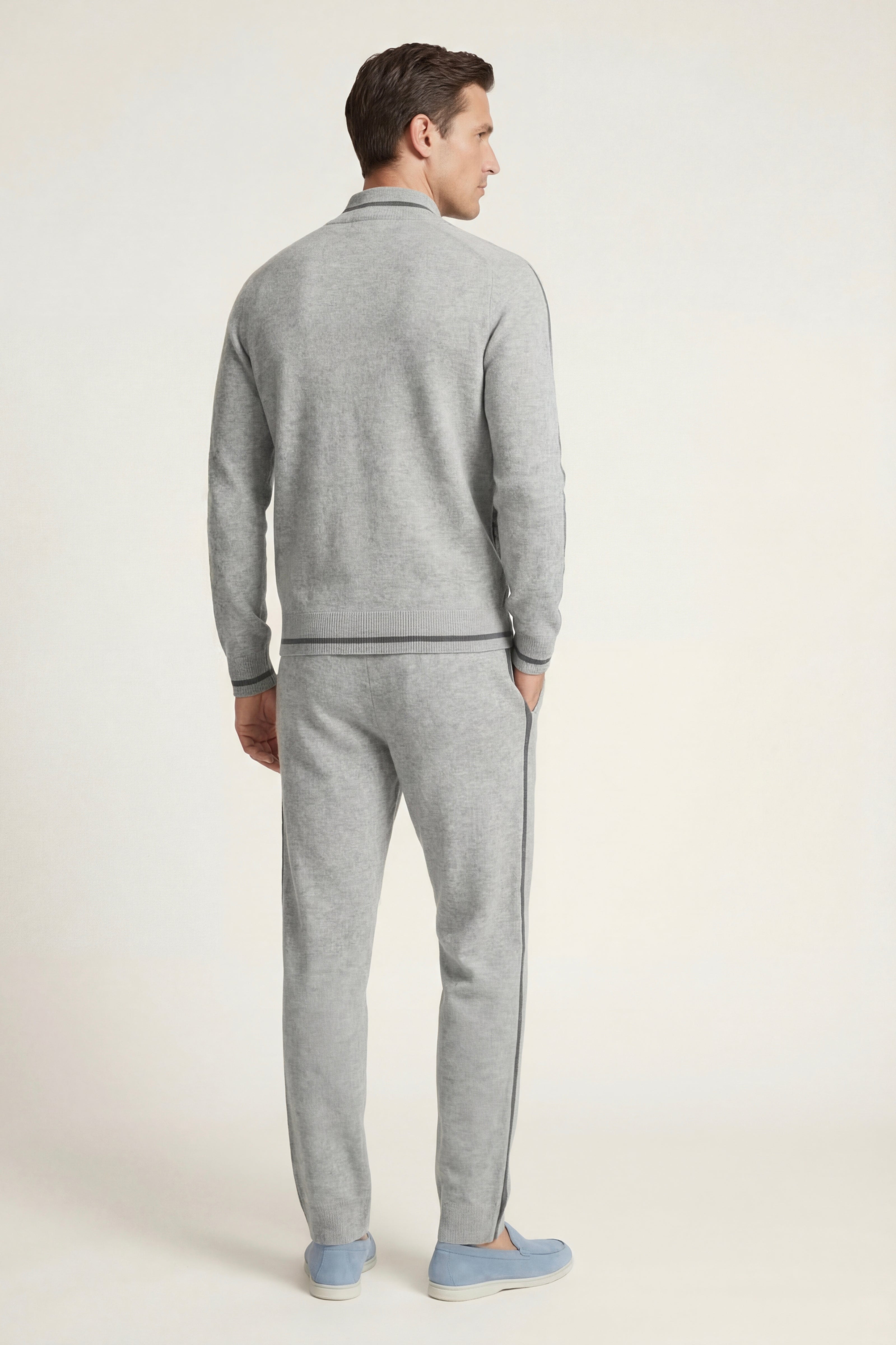 Enzo Cashmere Full-Zip Set Grey