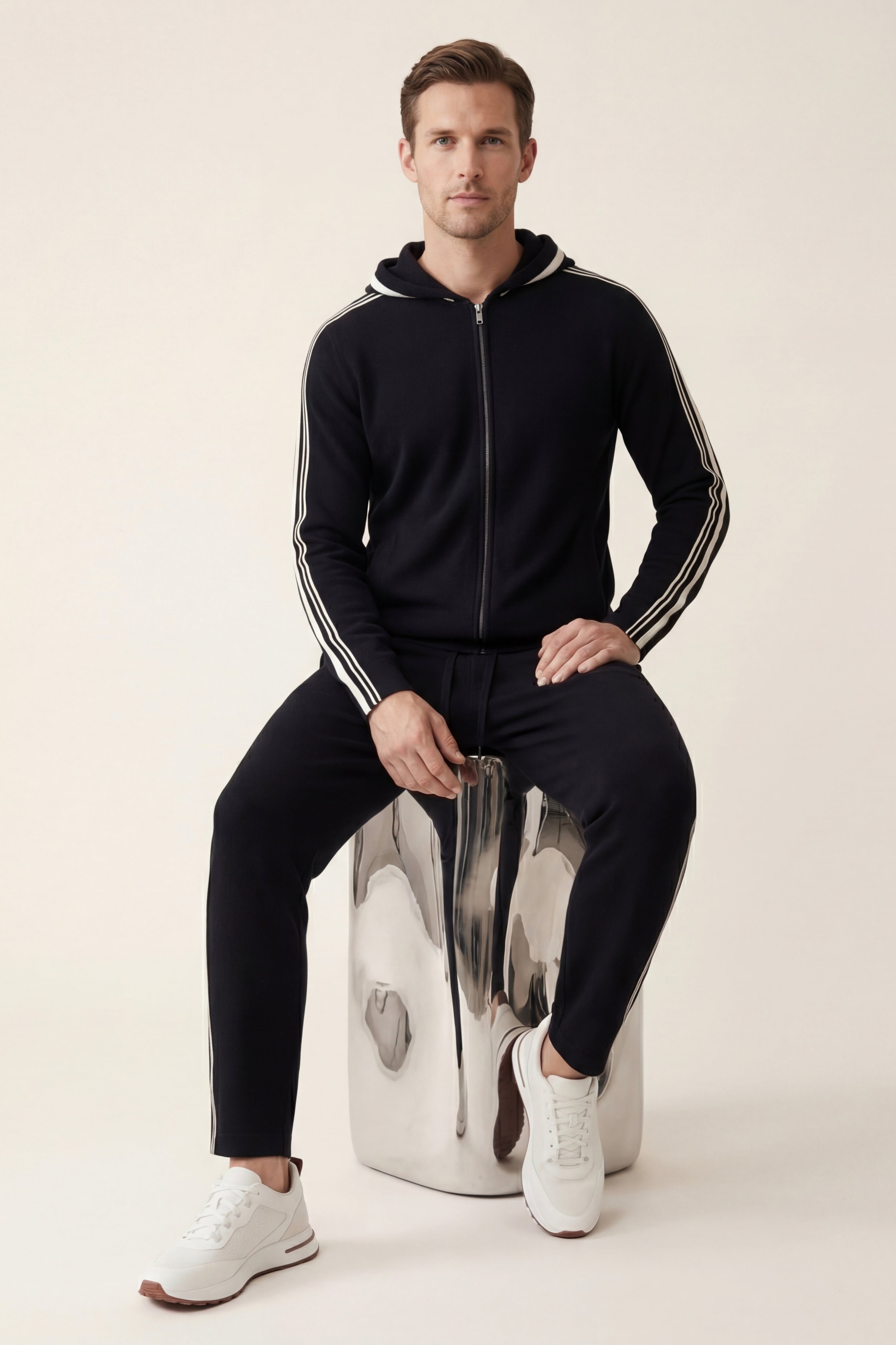 Giancarlo Hooded Zip Set Black