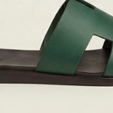 Arezzo Leather Sandal Dark Green