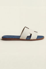 Arezzo Leather Sandal Ivory & Blue