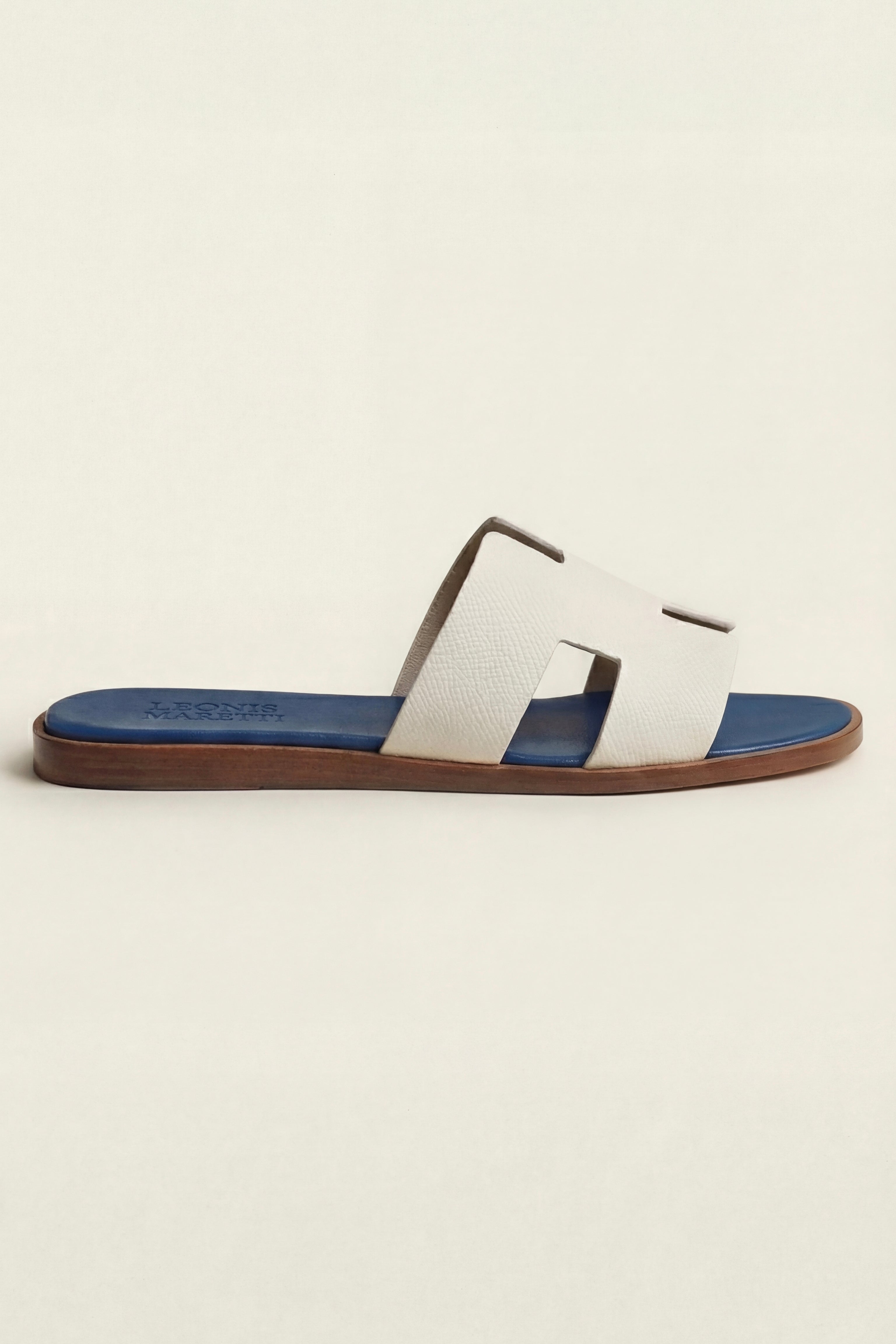 Arezzo Leather Sandal Ivory & Blue