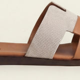Arezzo Leather Sandal Beige & Tan