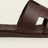Arezzo Leather Sandal Dark Brown