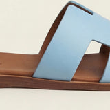 Arezzo Leather Sandal Sky Blue