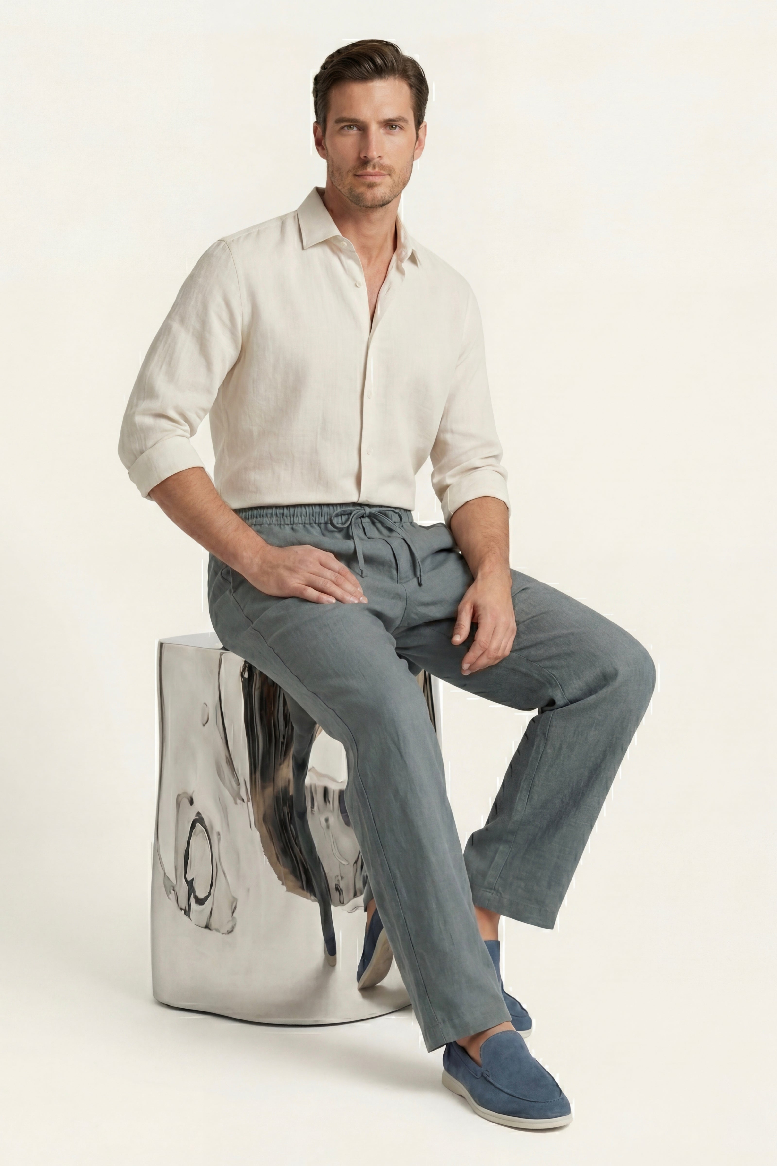 Novara Linen Pantalon Green