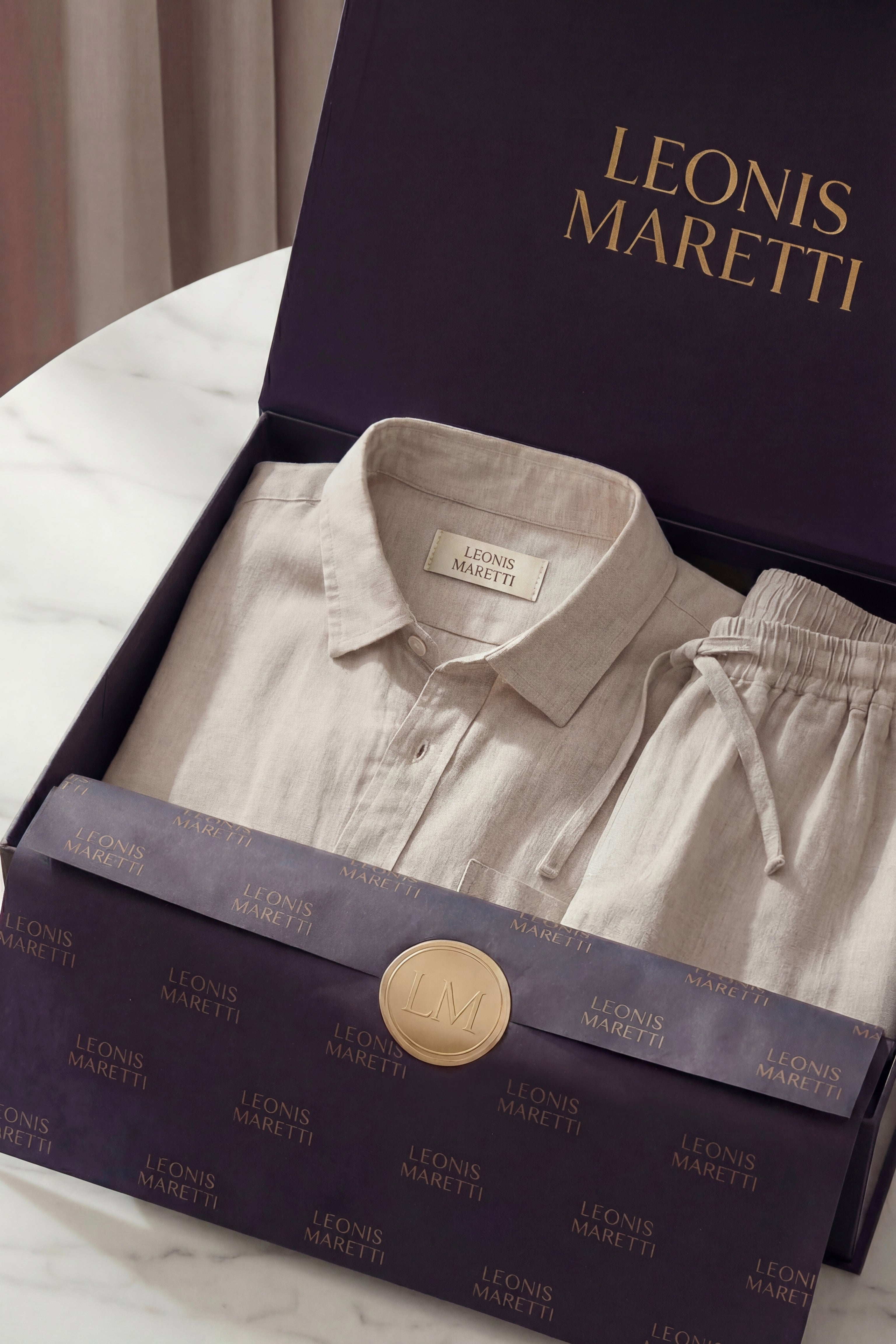 Verona Linen Shirt & Shorts Beige