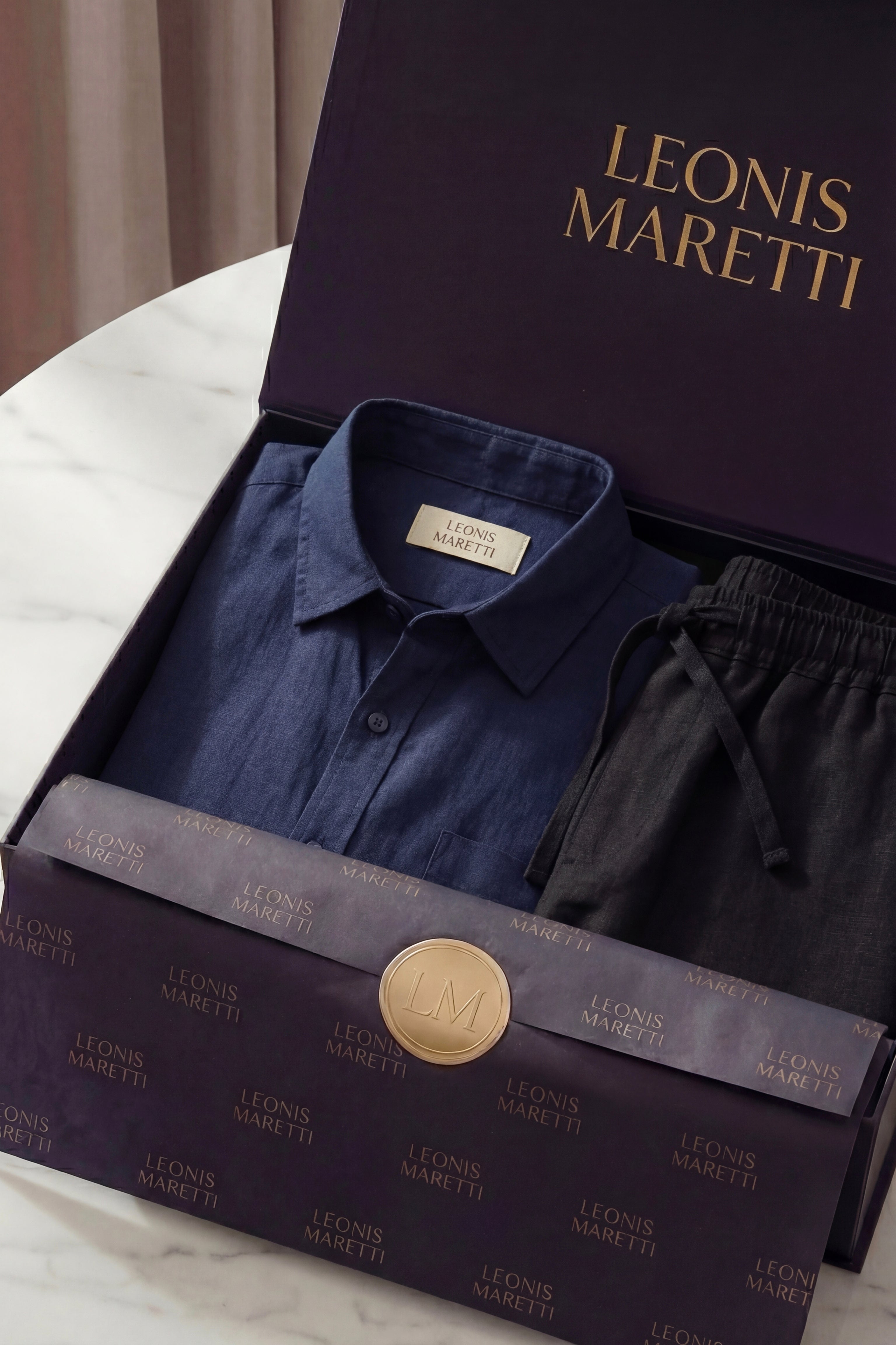 Trento Linen Set Blue/Black