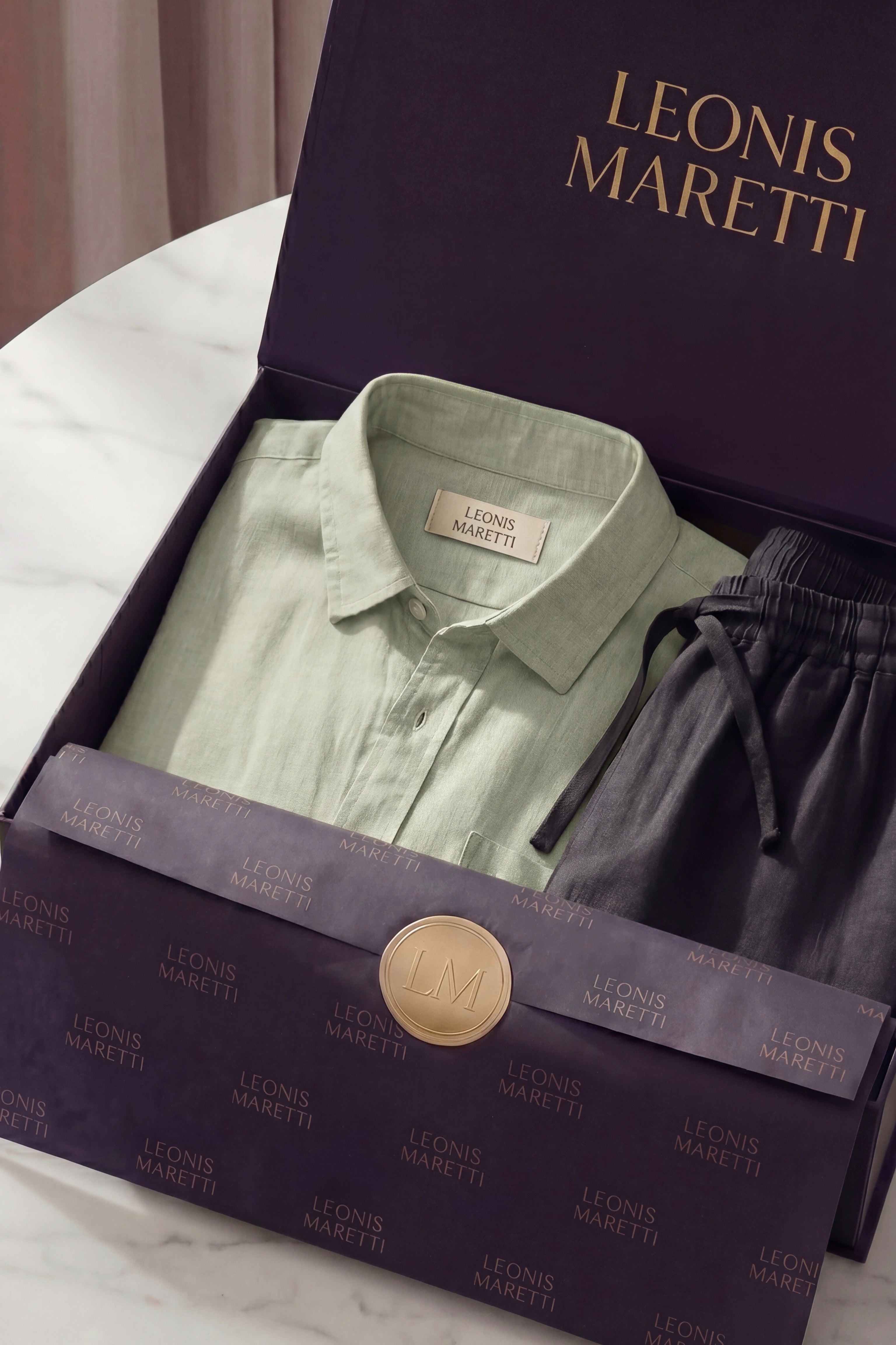 Trento Linen Set Mint Green/Black