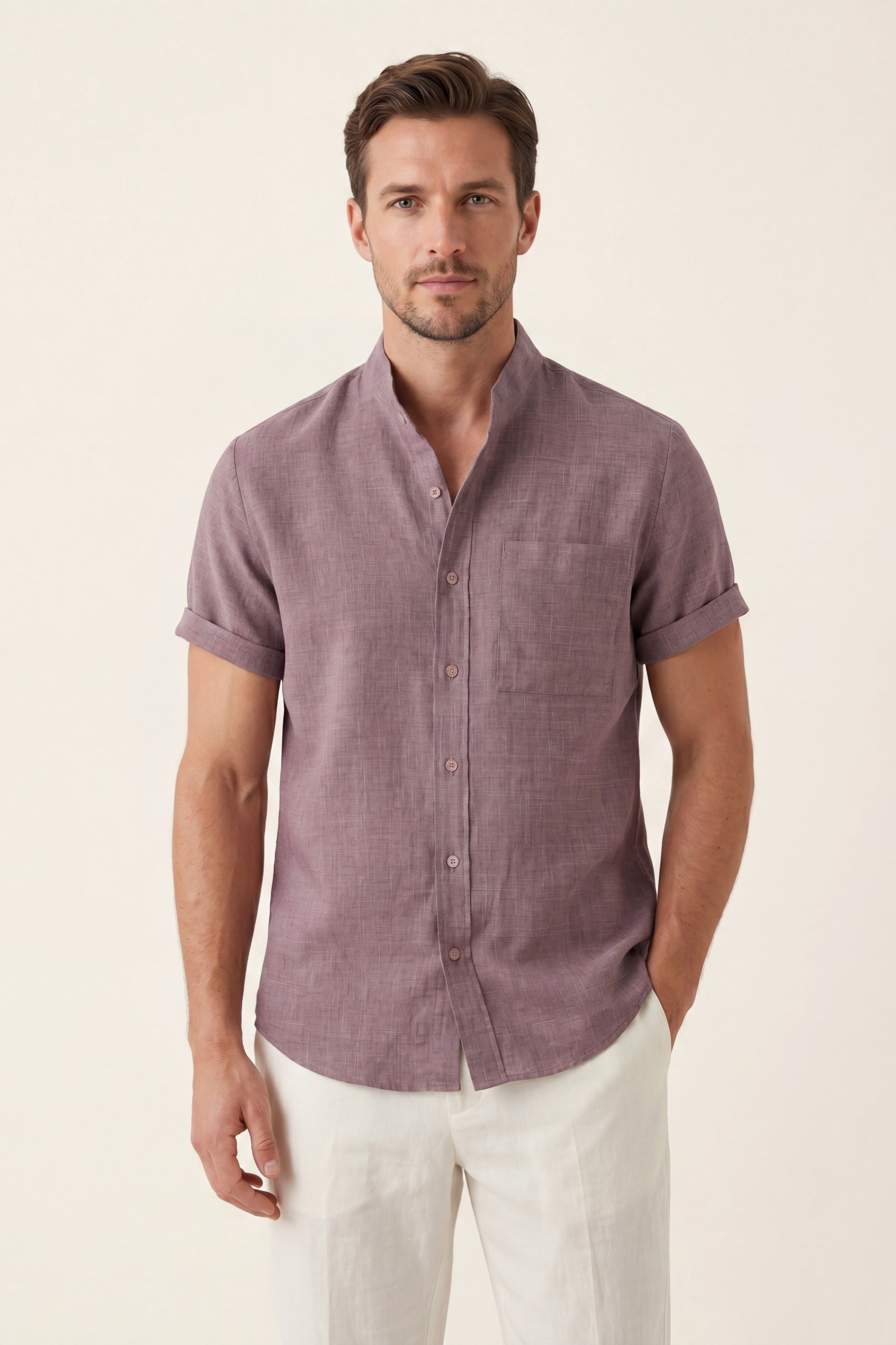 Treviso Linen Short Sleeve Purple