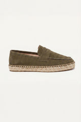 Palermo Suede Espadrille Loafer Olive Green