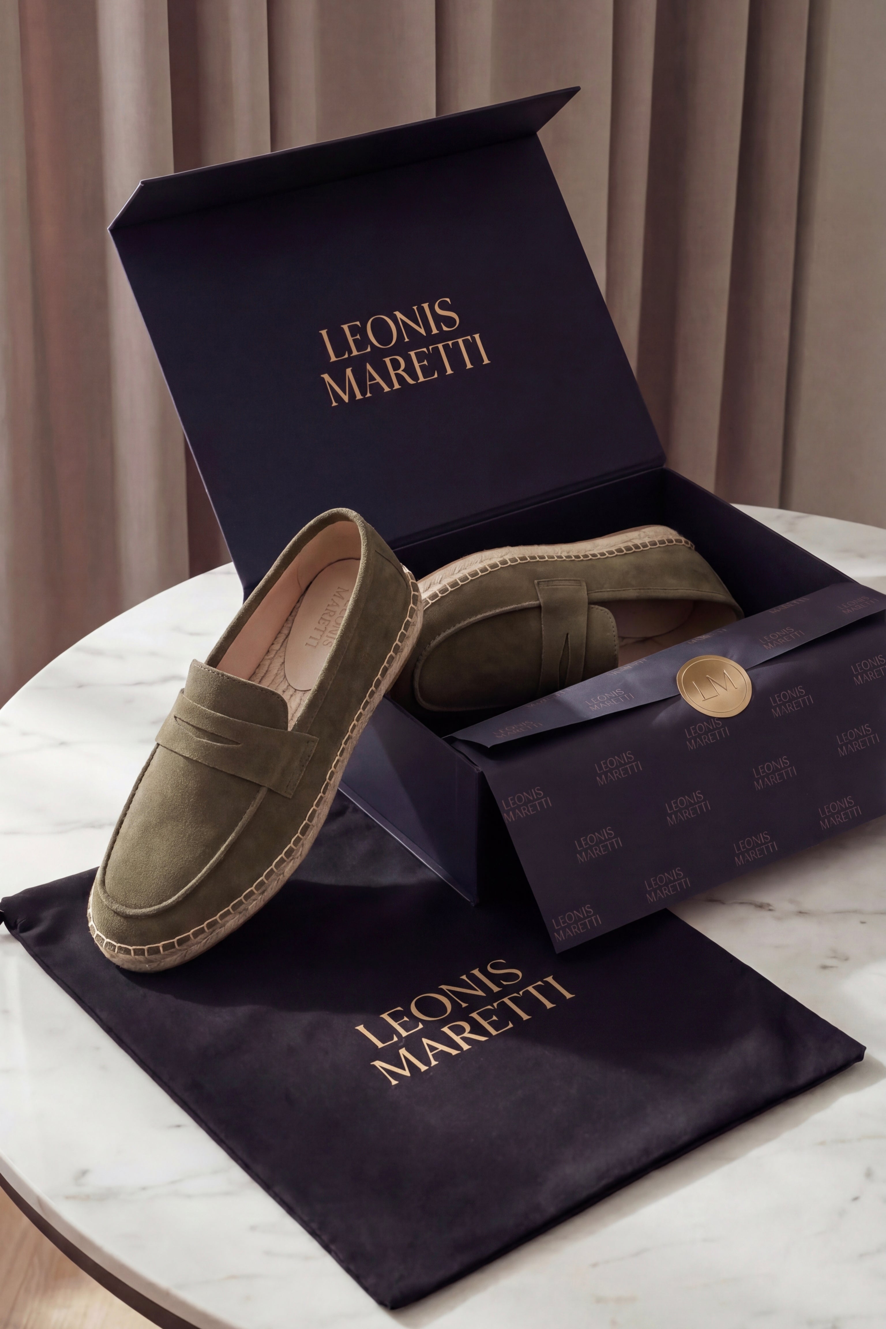 Palermo Suede Espadrille Loafer Olive Green