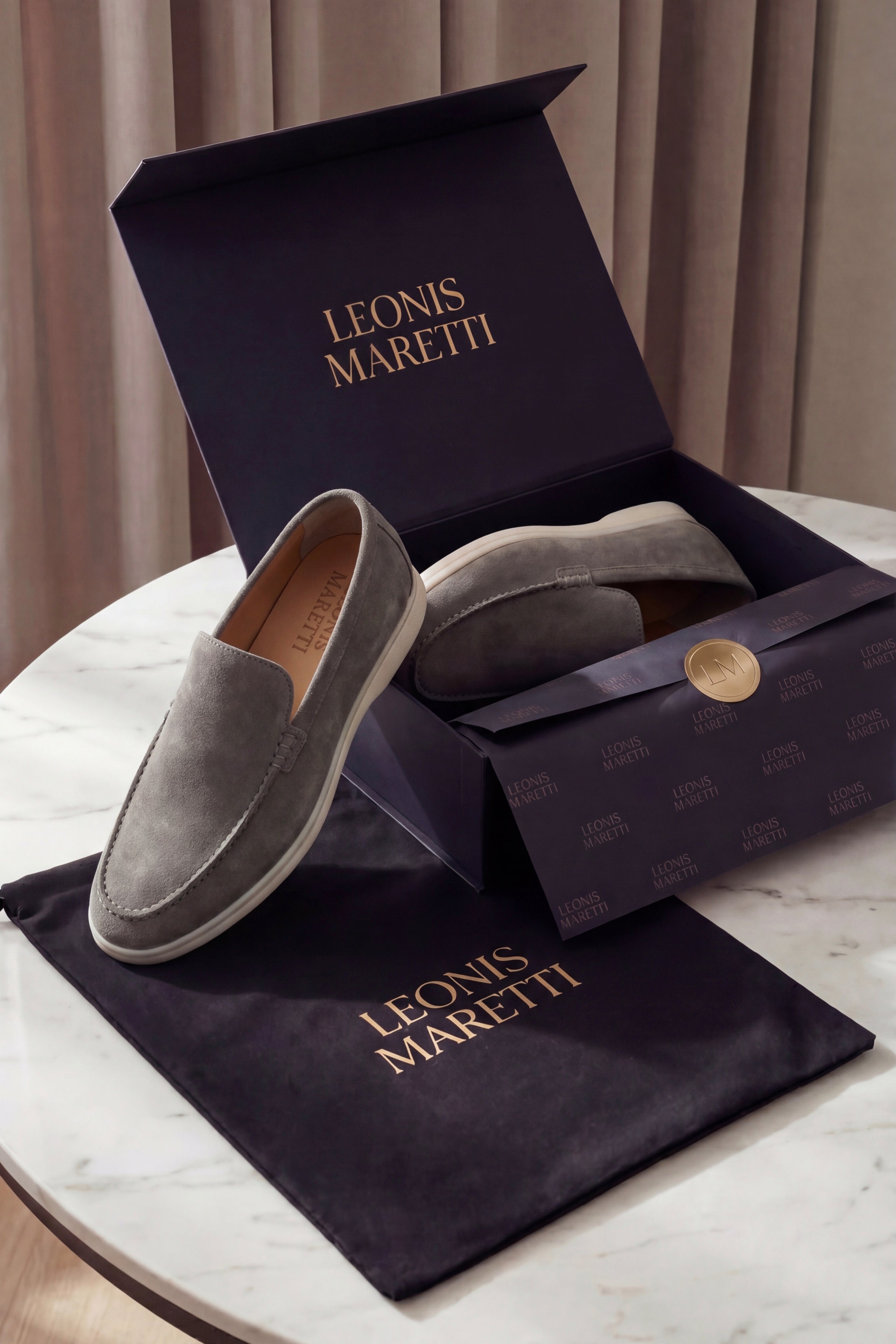 Leonis Suede Loafers Taupe Grey