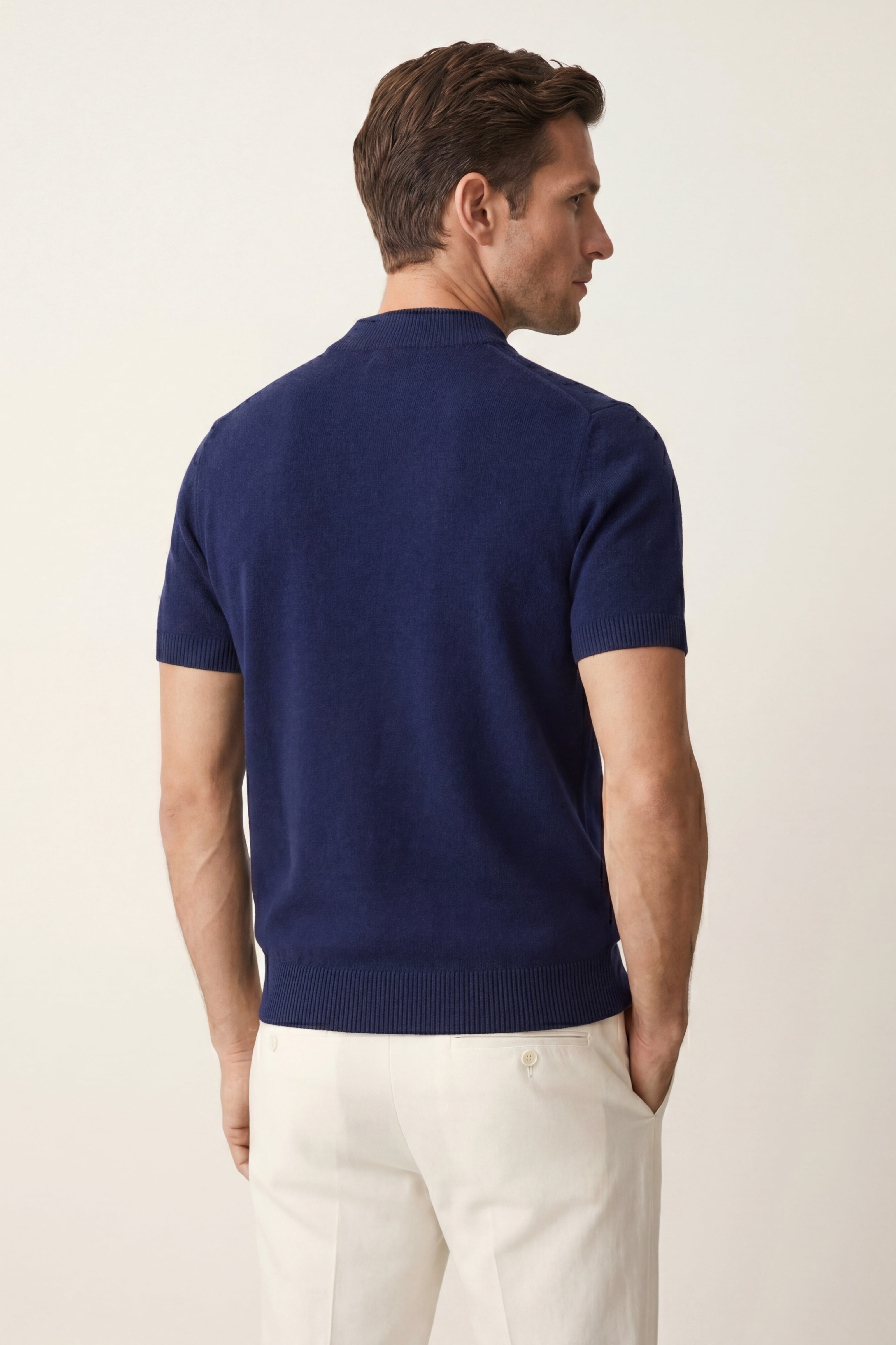 Aurelio Cashmere Knit Tee Navy