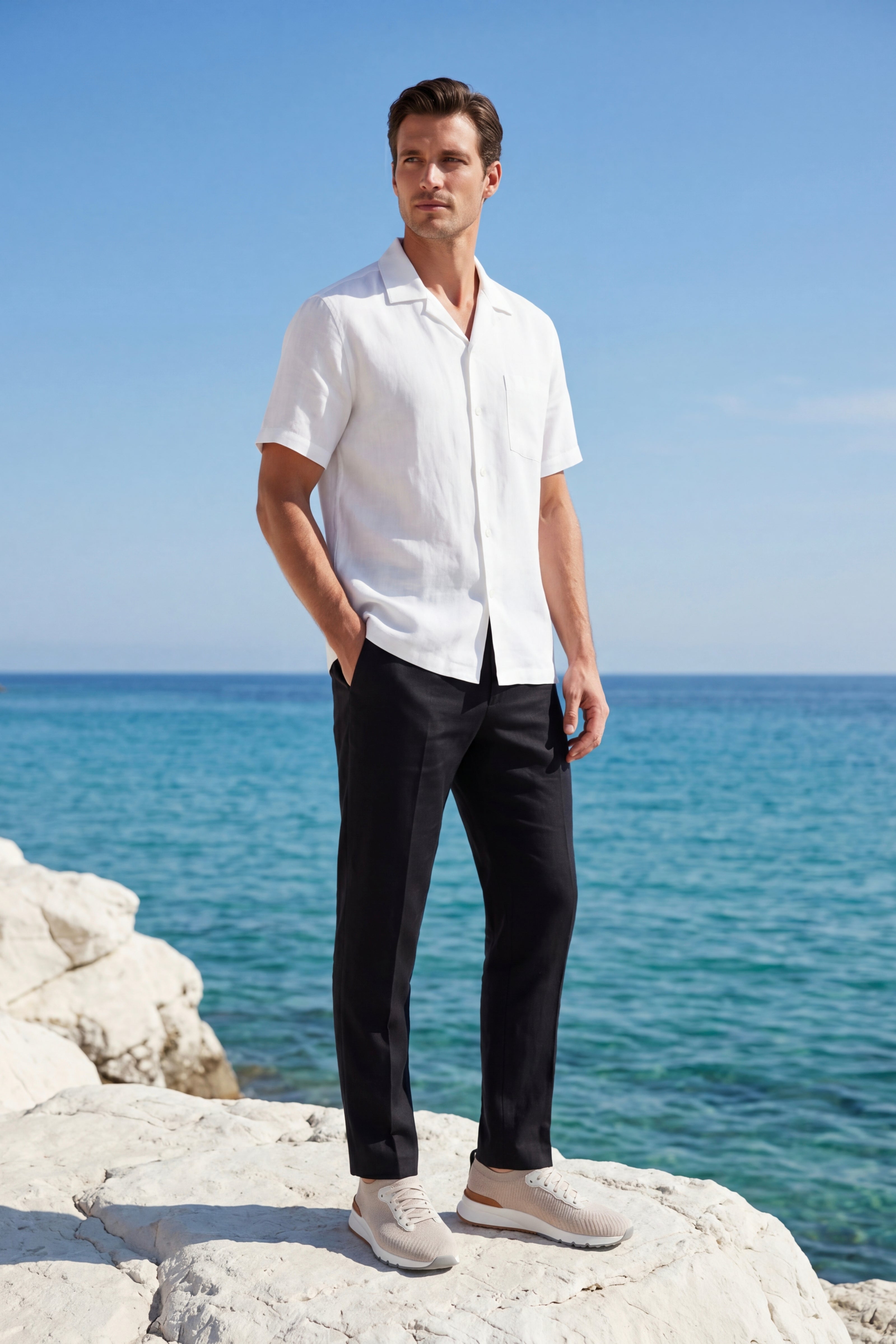Ancona Linen Cotton Shirt White
