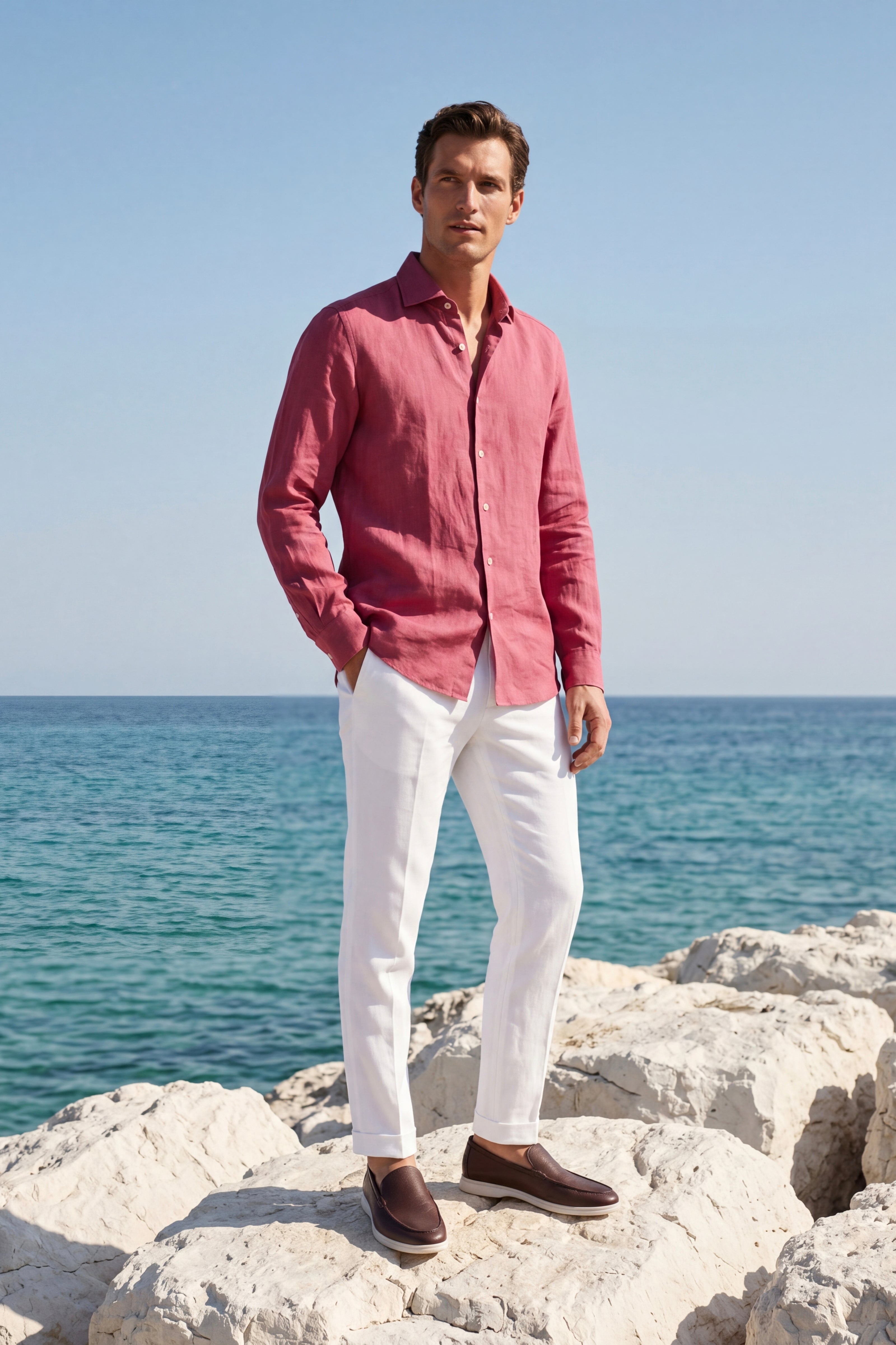 Silano Linen Shirt Pink