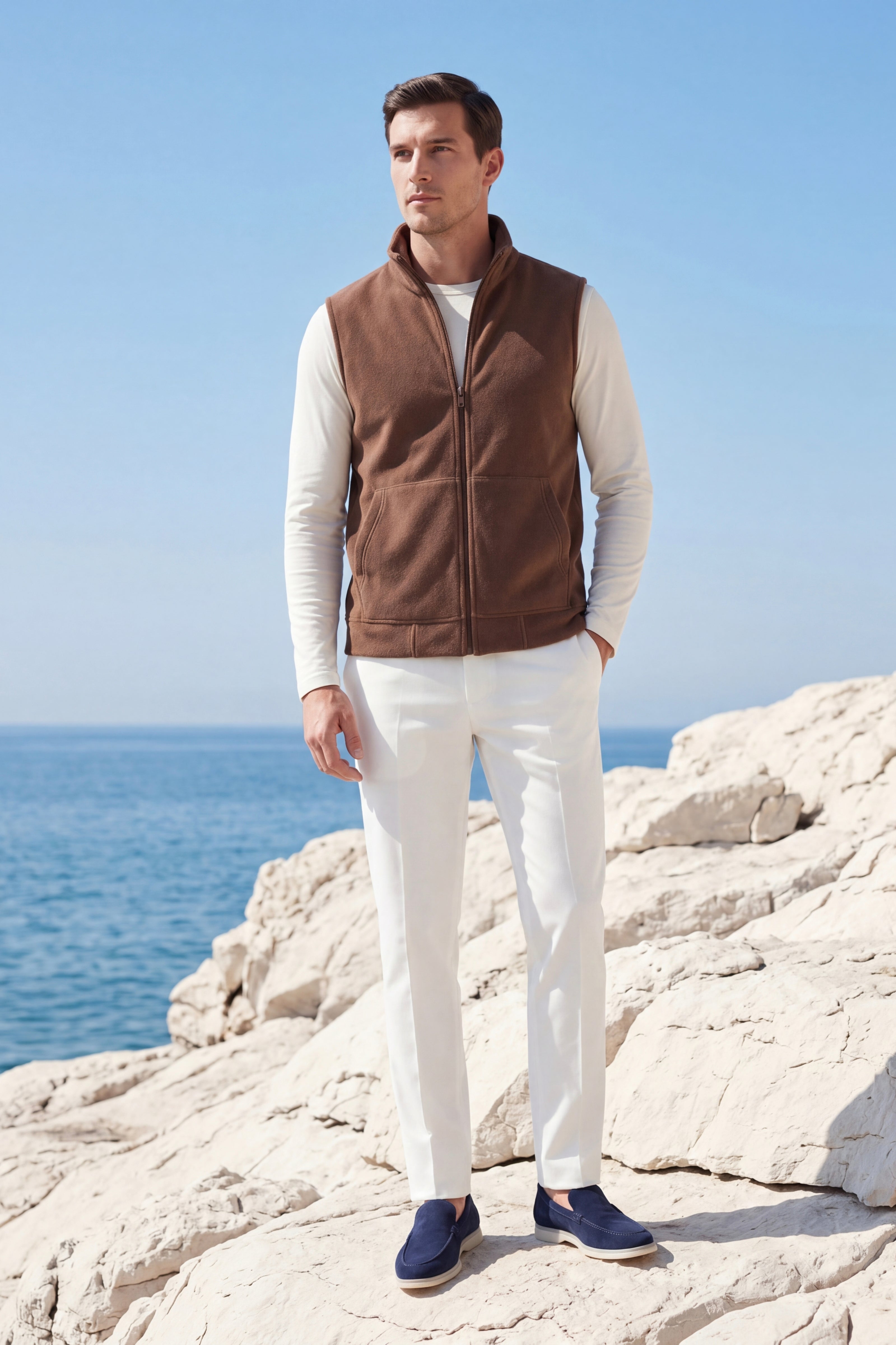 Bormio Zip Fleece Vest Brown