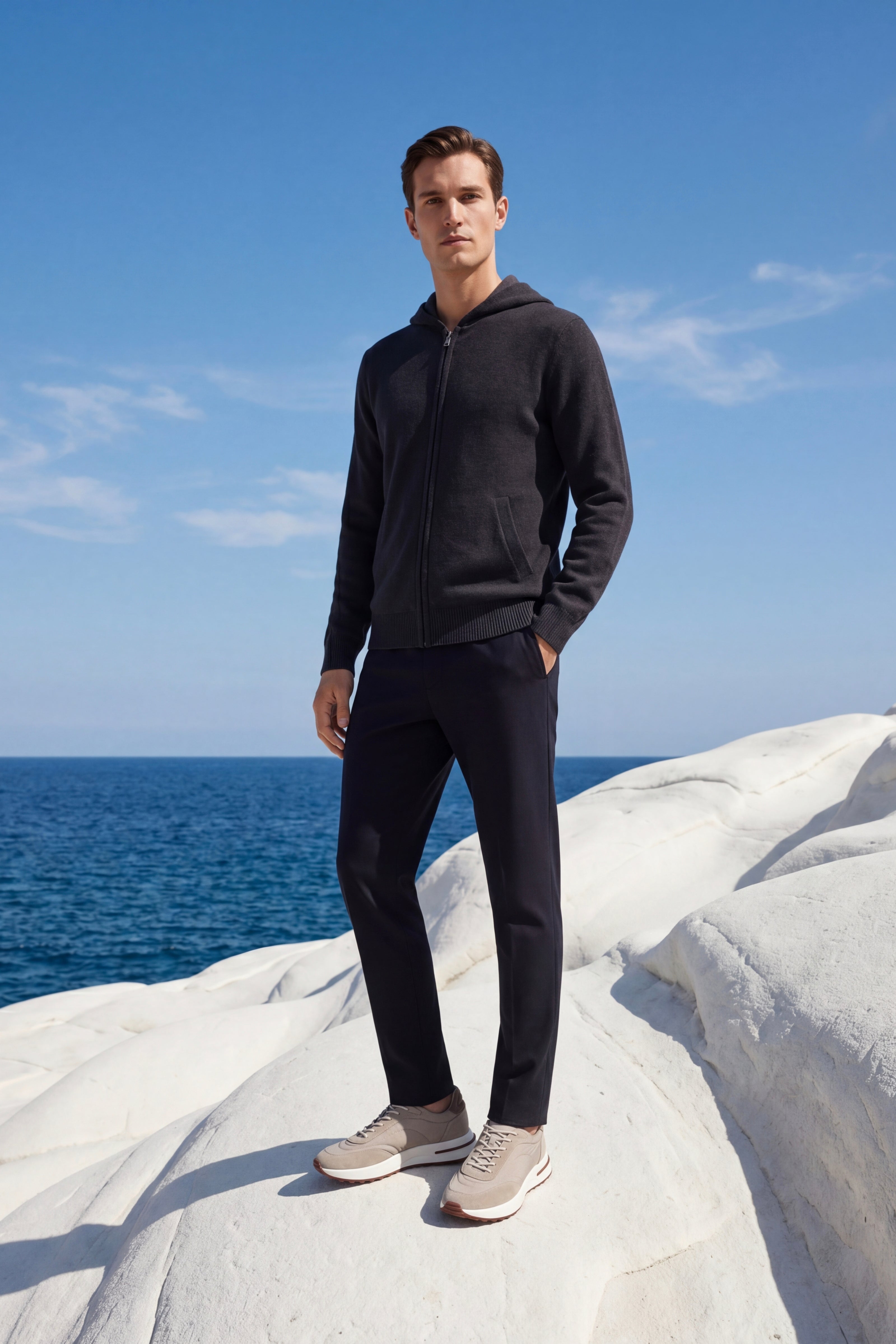 Novaro Hooded Zip Knit Grey/Black