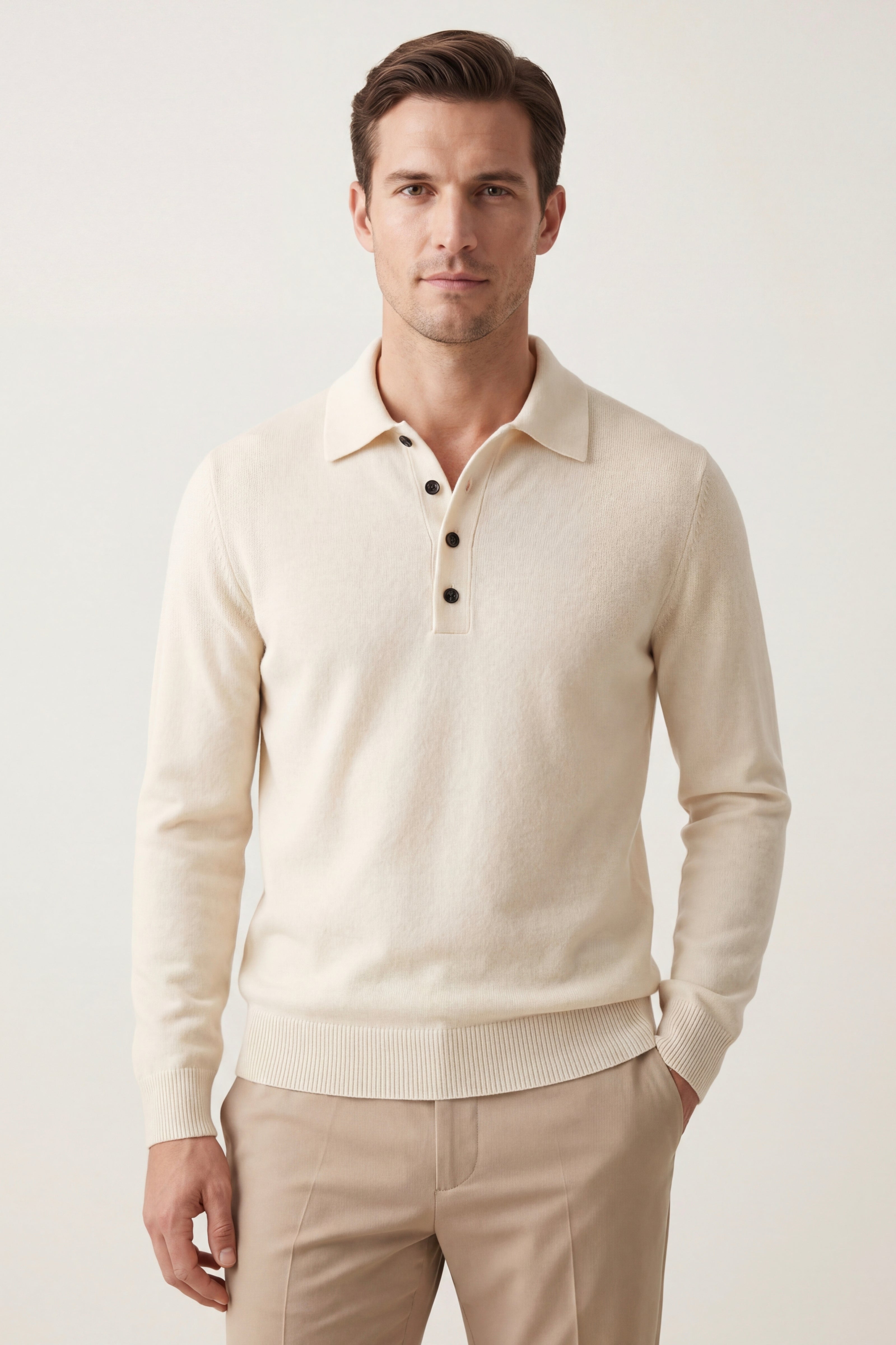 Alessandro Merino Polo Knit Beige