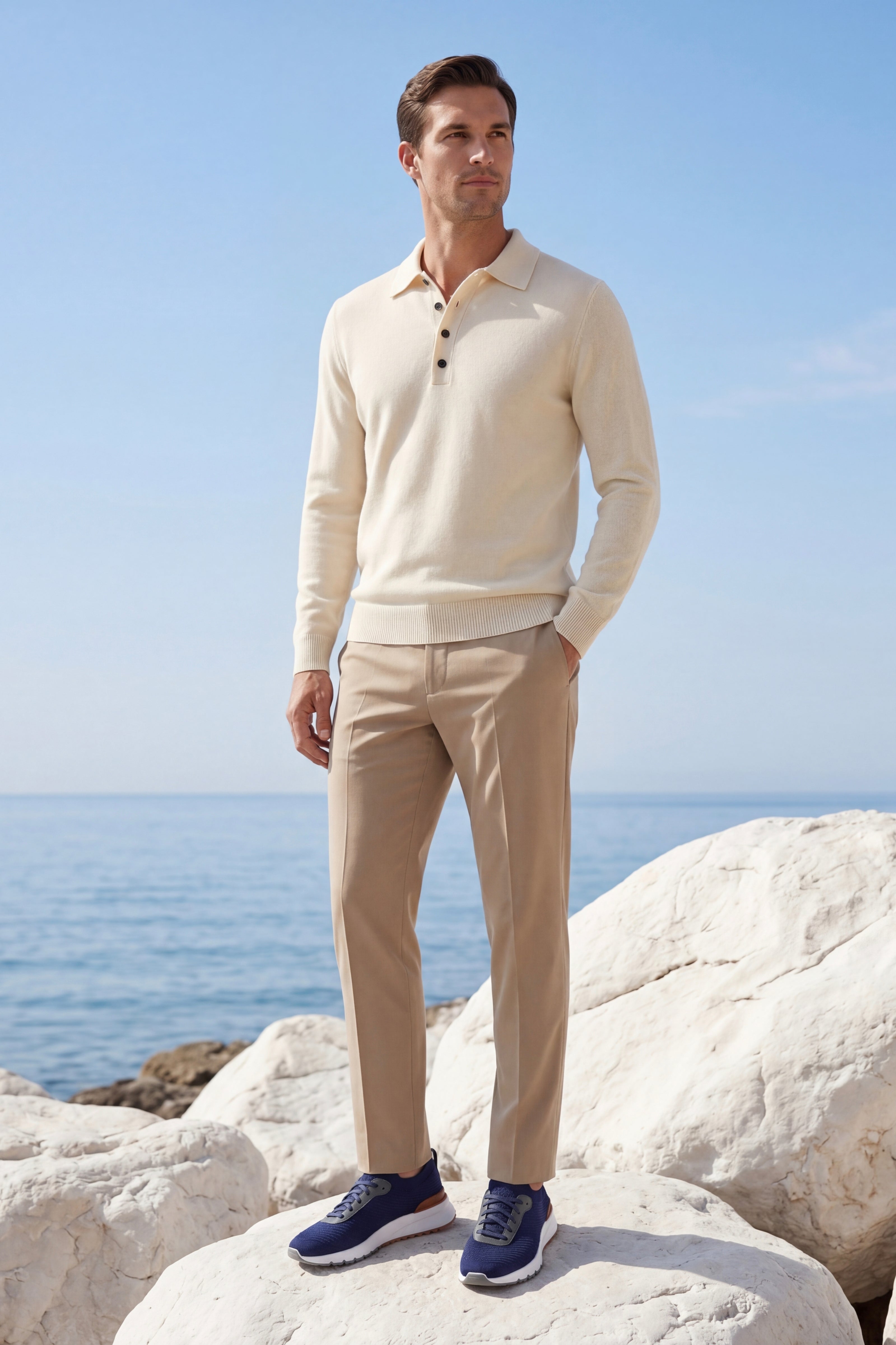 Alessandro Merino Polo Knit Beige