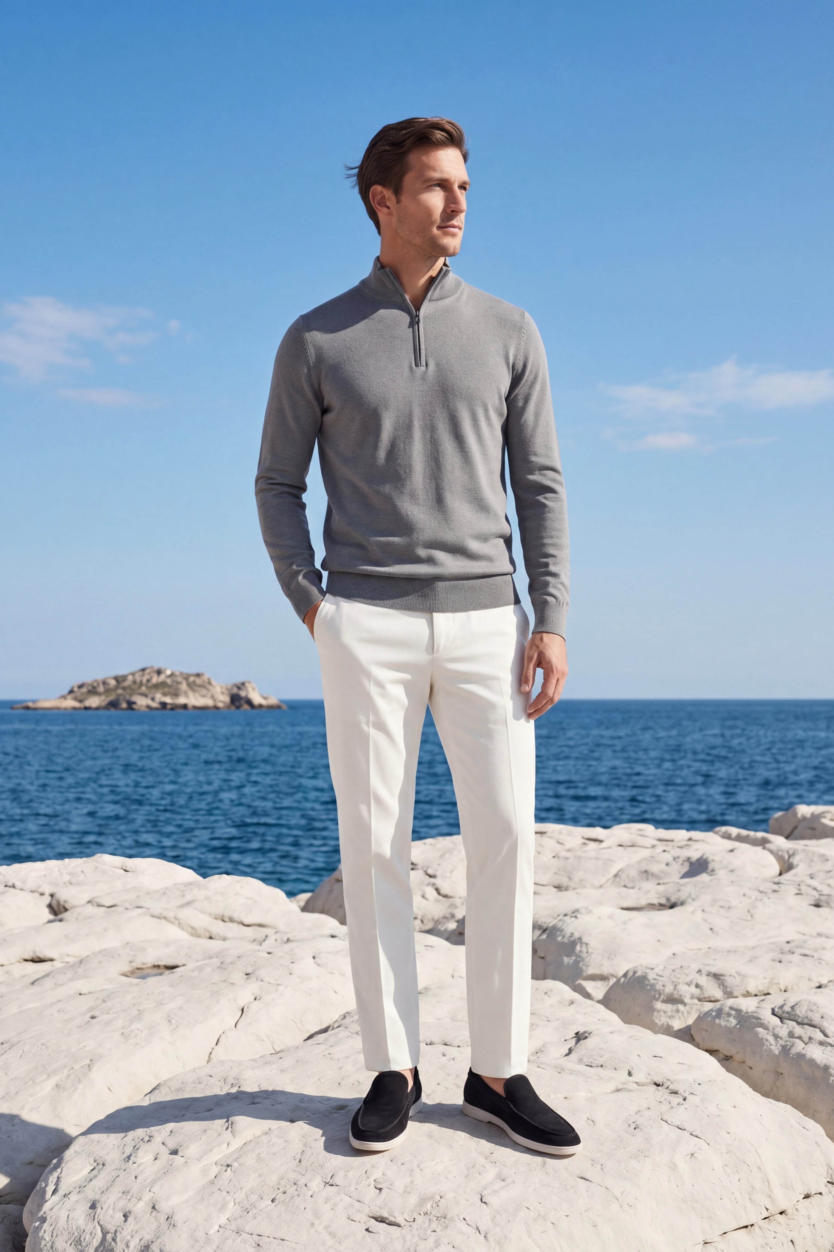 Arlino Quarter Zip Knit Dark Grey