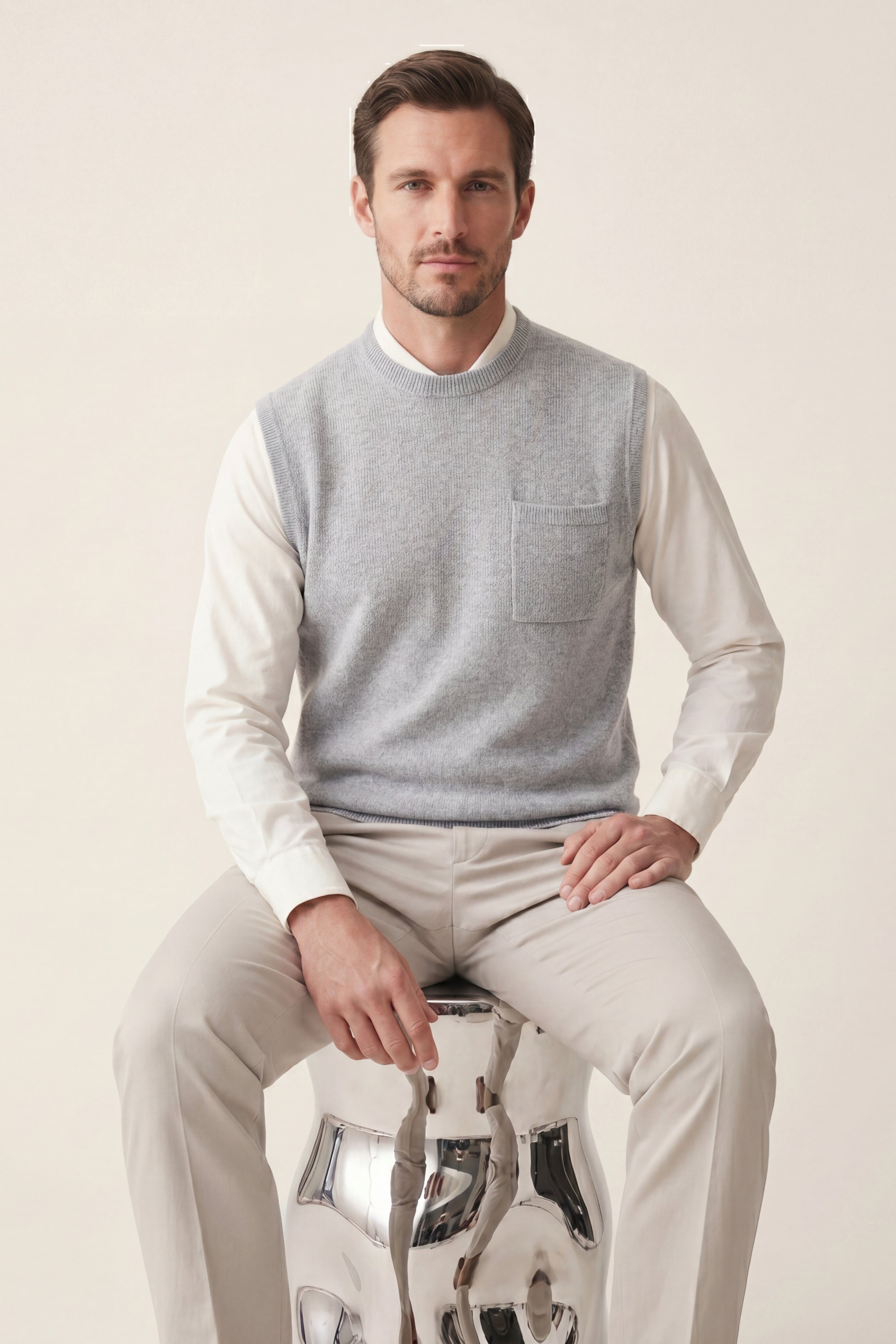 Nerio Extra-Fine Crew Vest Grey