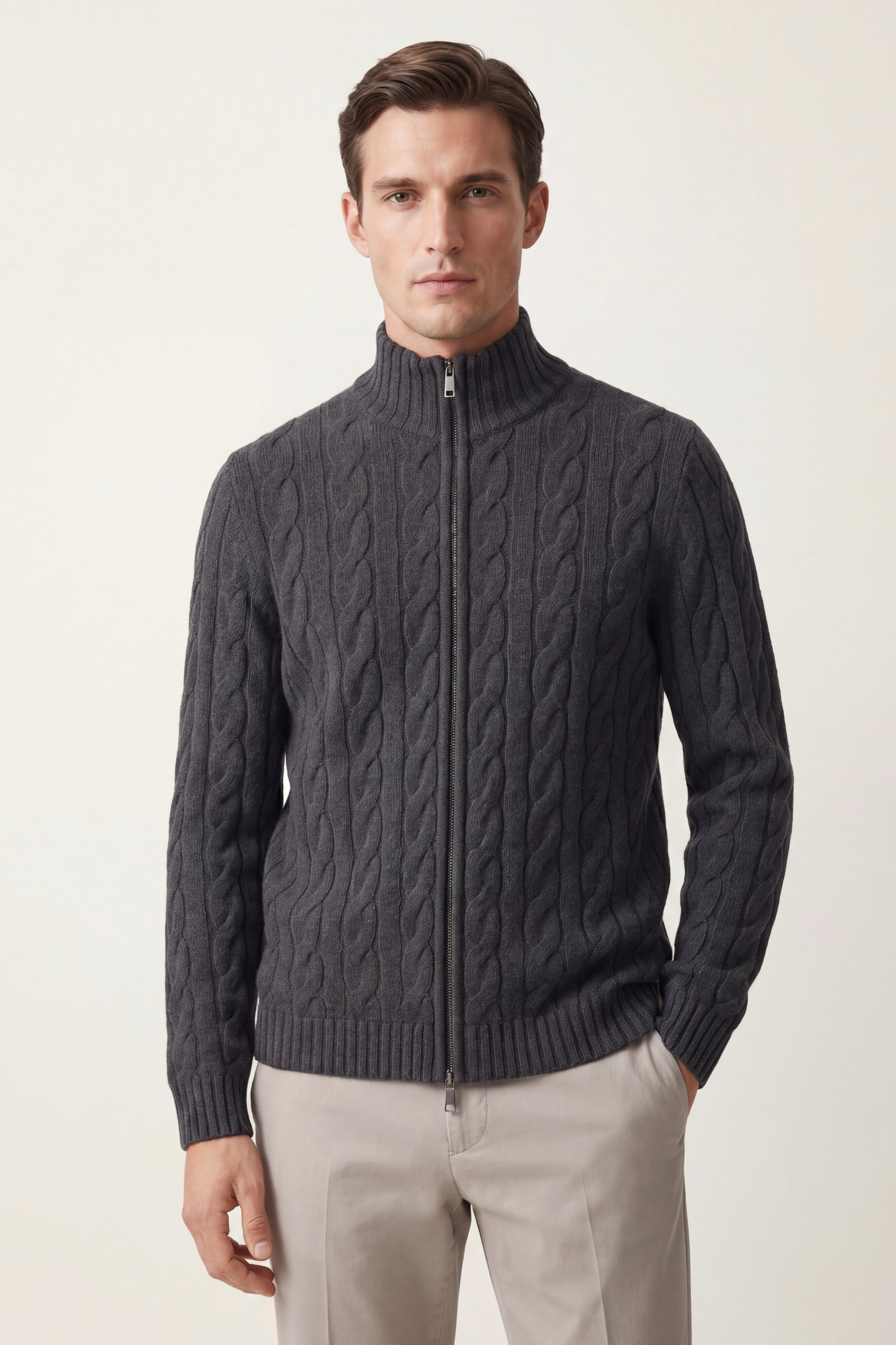 Massimo Zip Cardigan Dark Grey