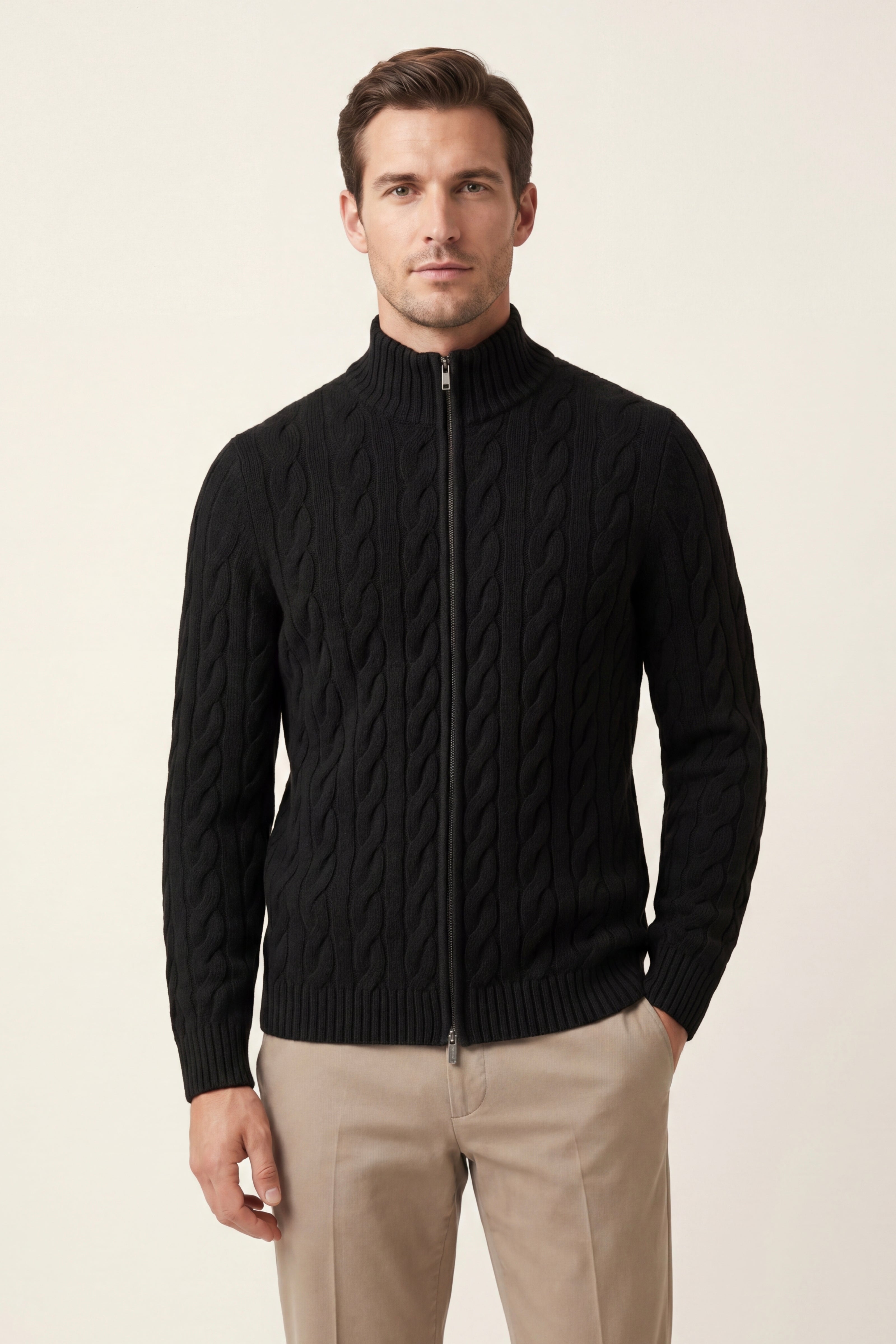 Massimo Zip Cardigan Black
