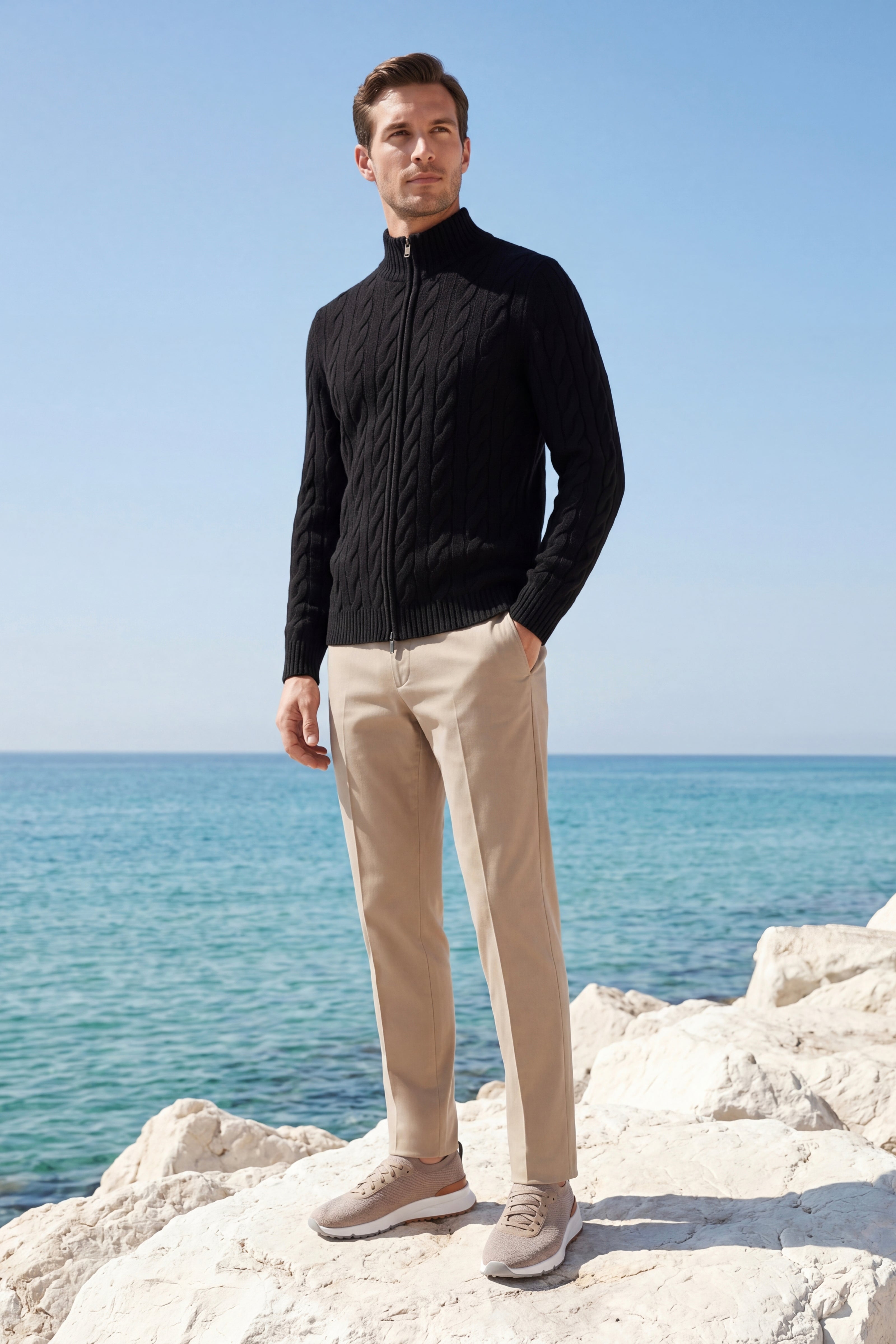 Massimo Zip Cardigan Black
