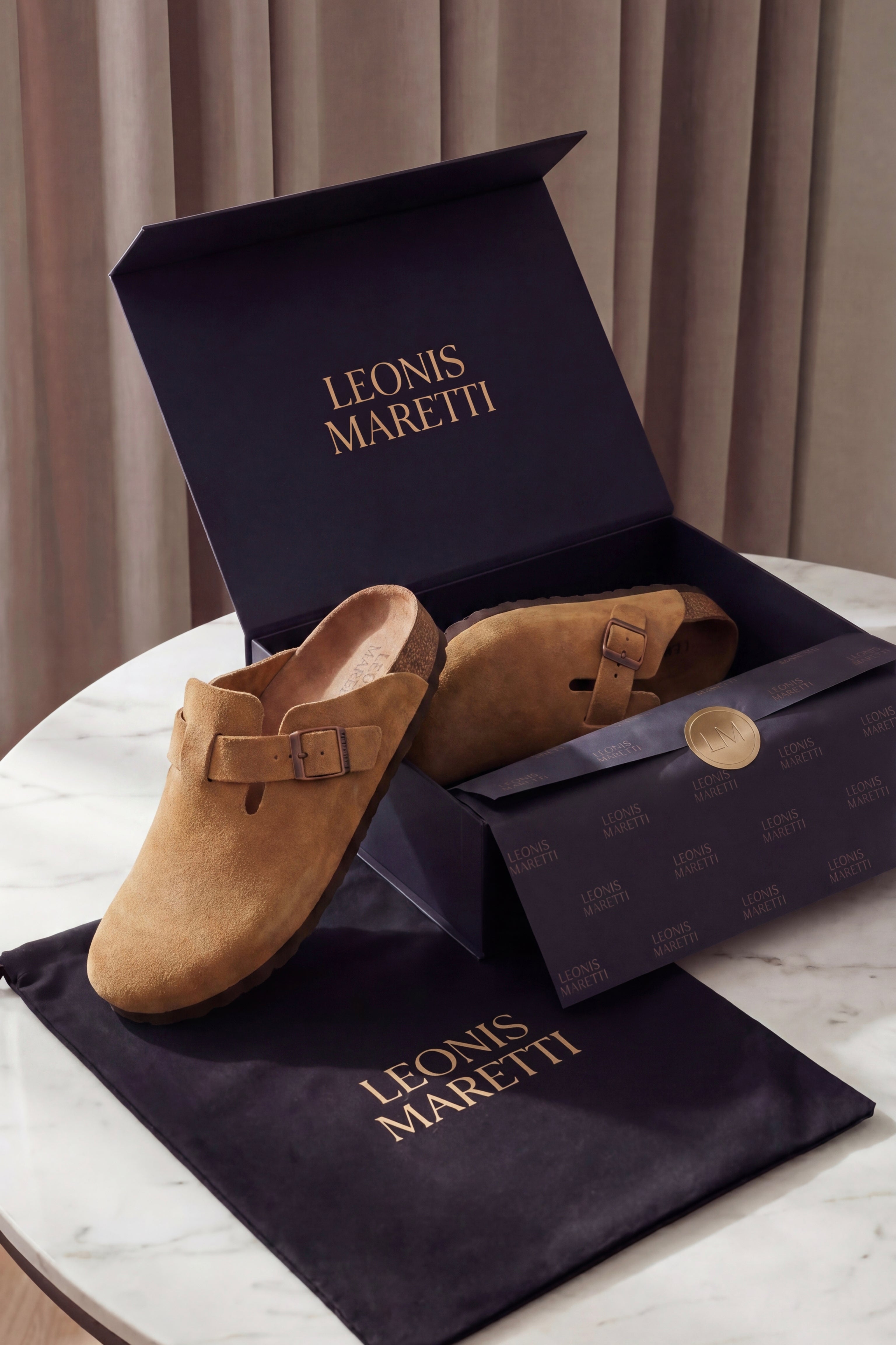 Marcello Suede Clog Camel