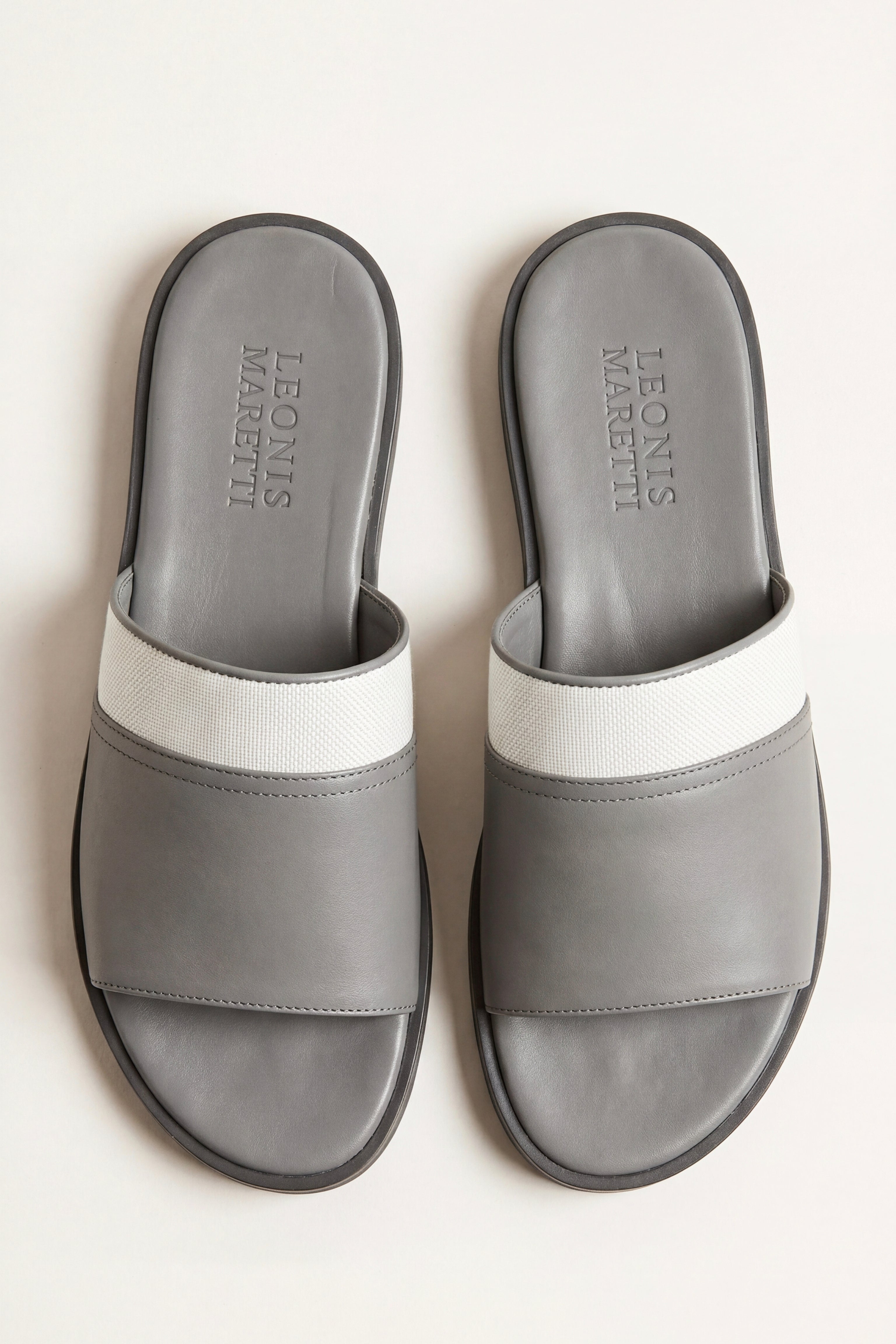 Portofino Leather Slide Grey