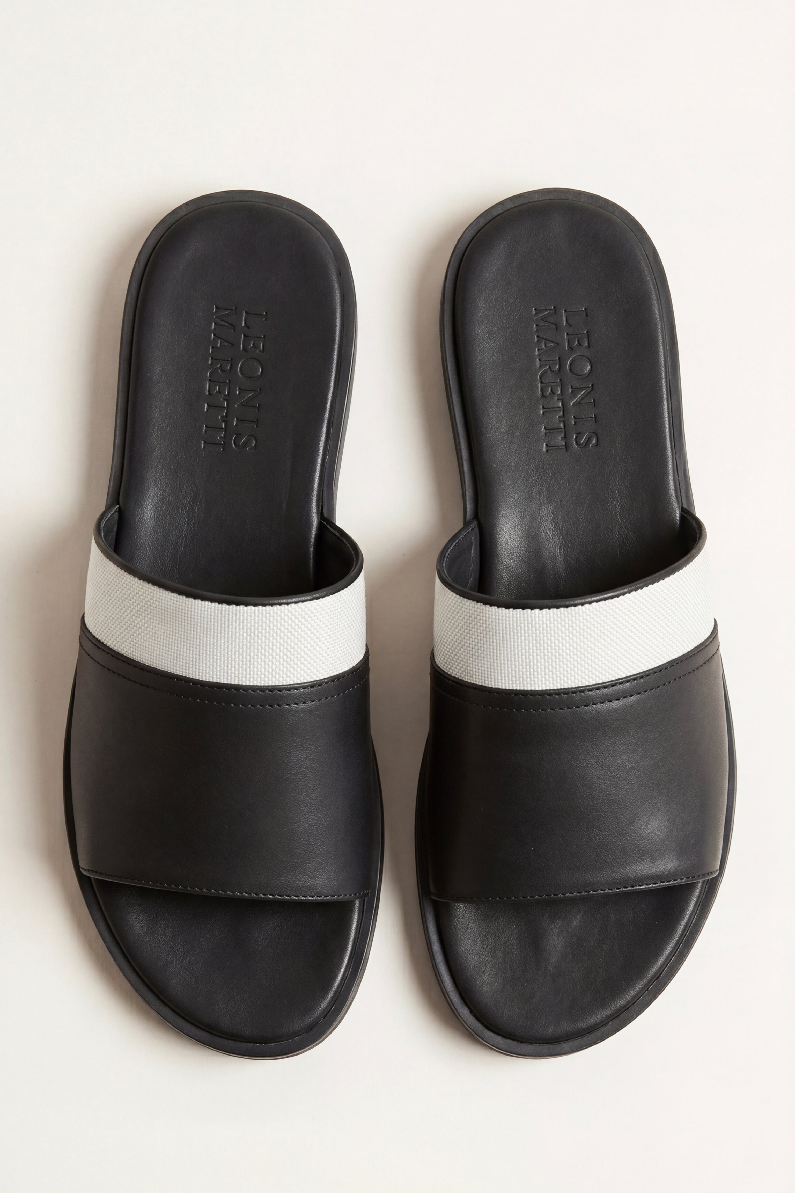Portofino Leather Slide Black