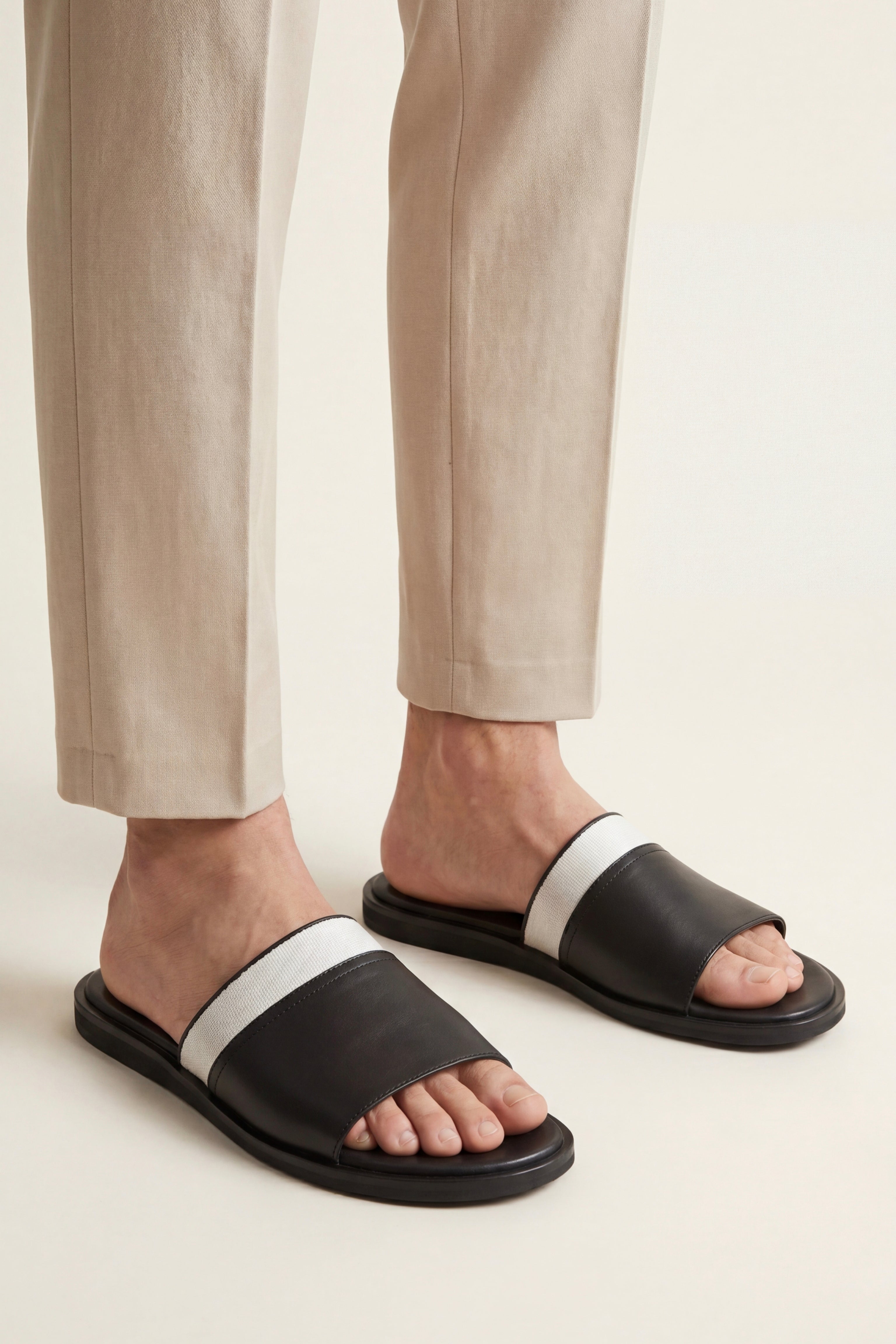 Portofino Leather Slide Black
