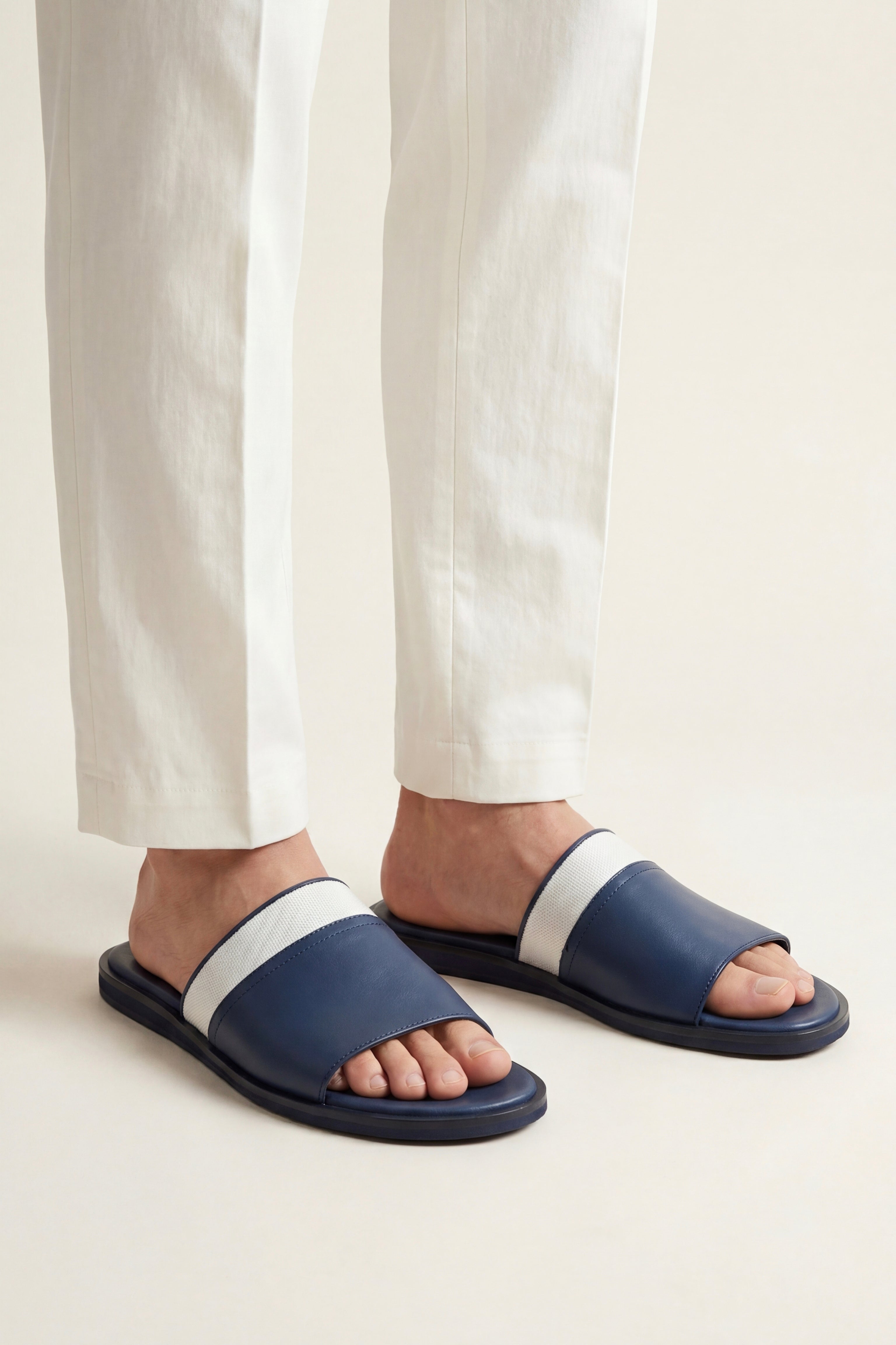 Portofino Leather Slide Blue