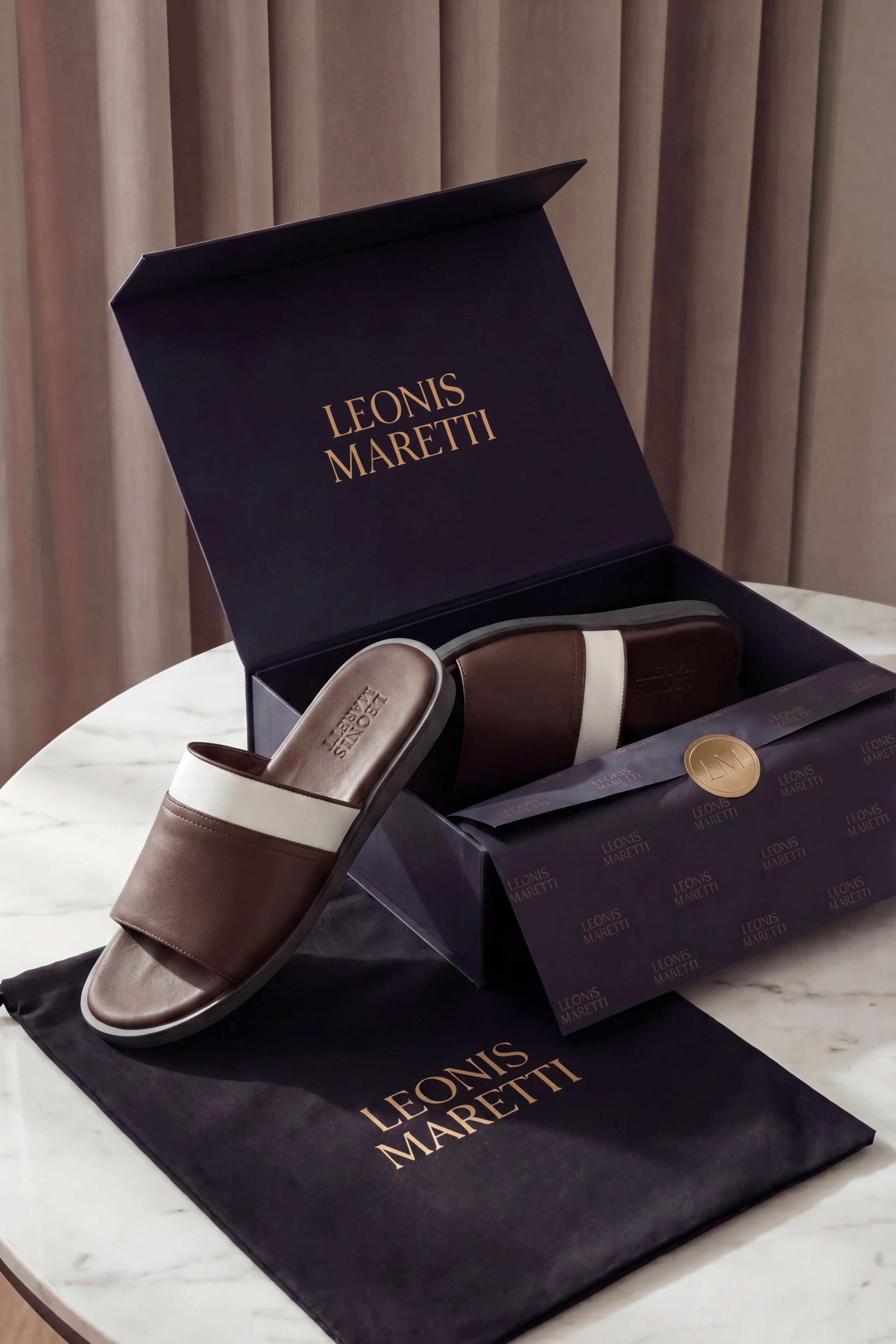 Portofino Leather Slide Brown