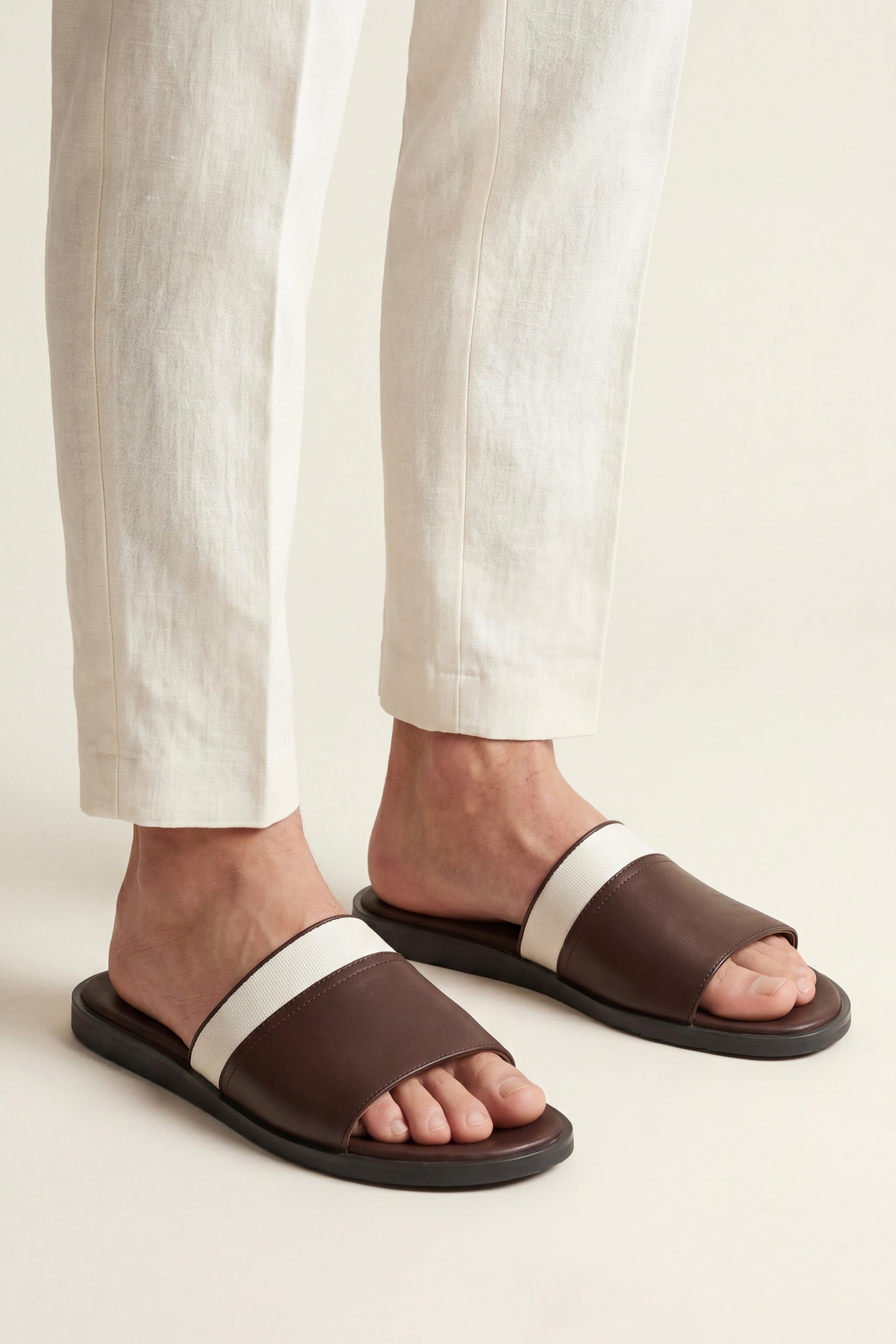 Portofino Leather Slide Brown