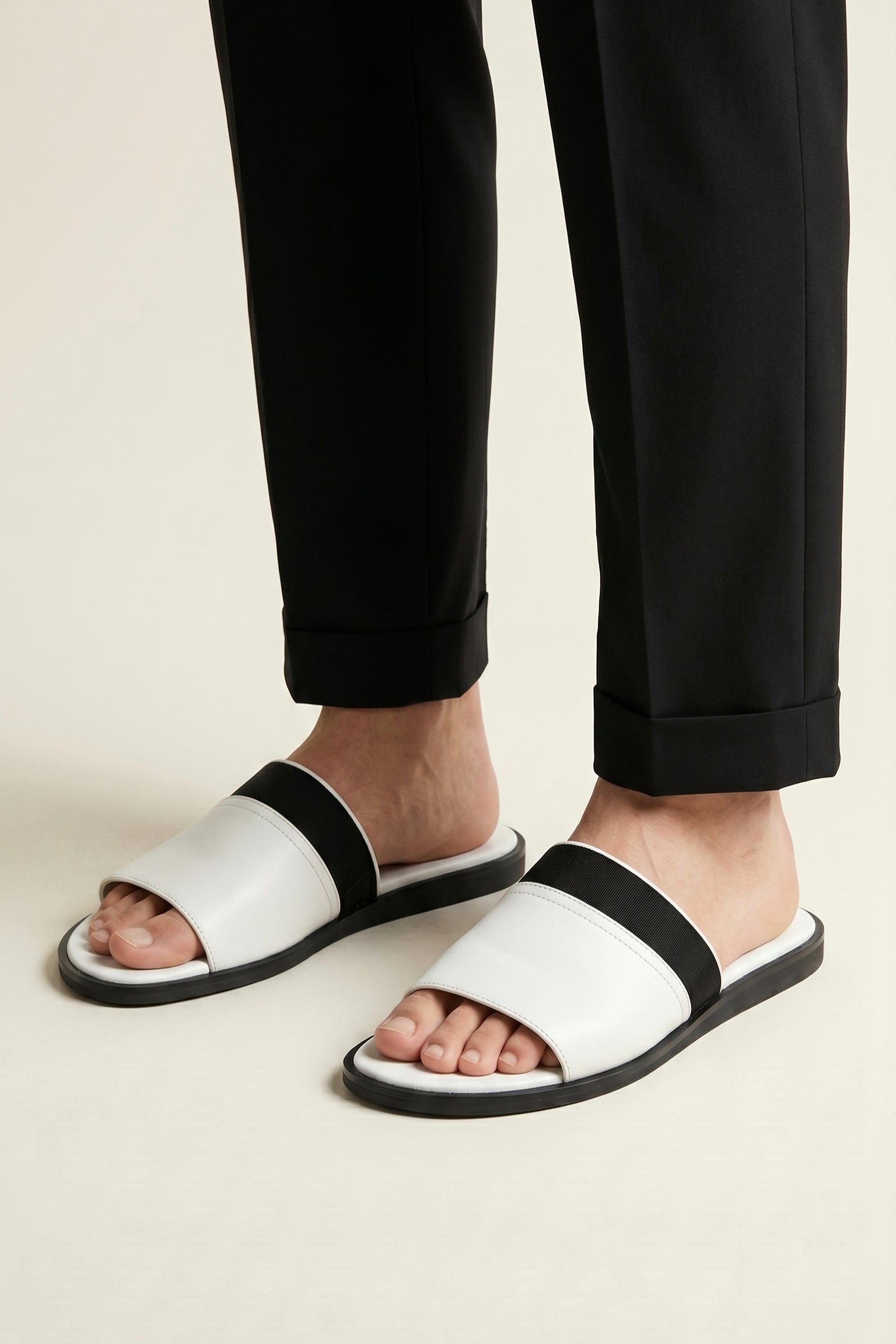 Portofino Leather Slide White