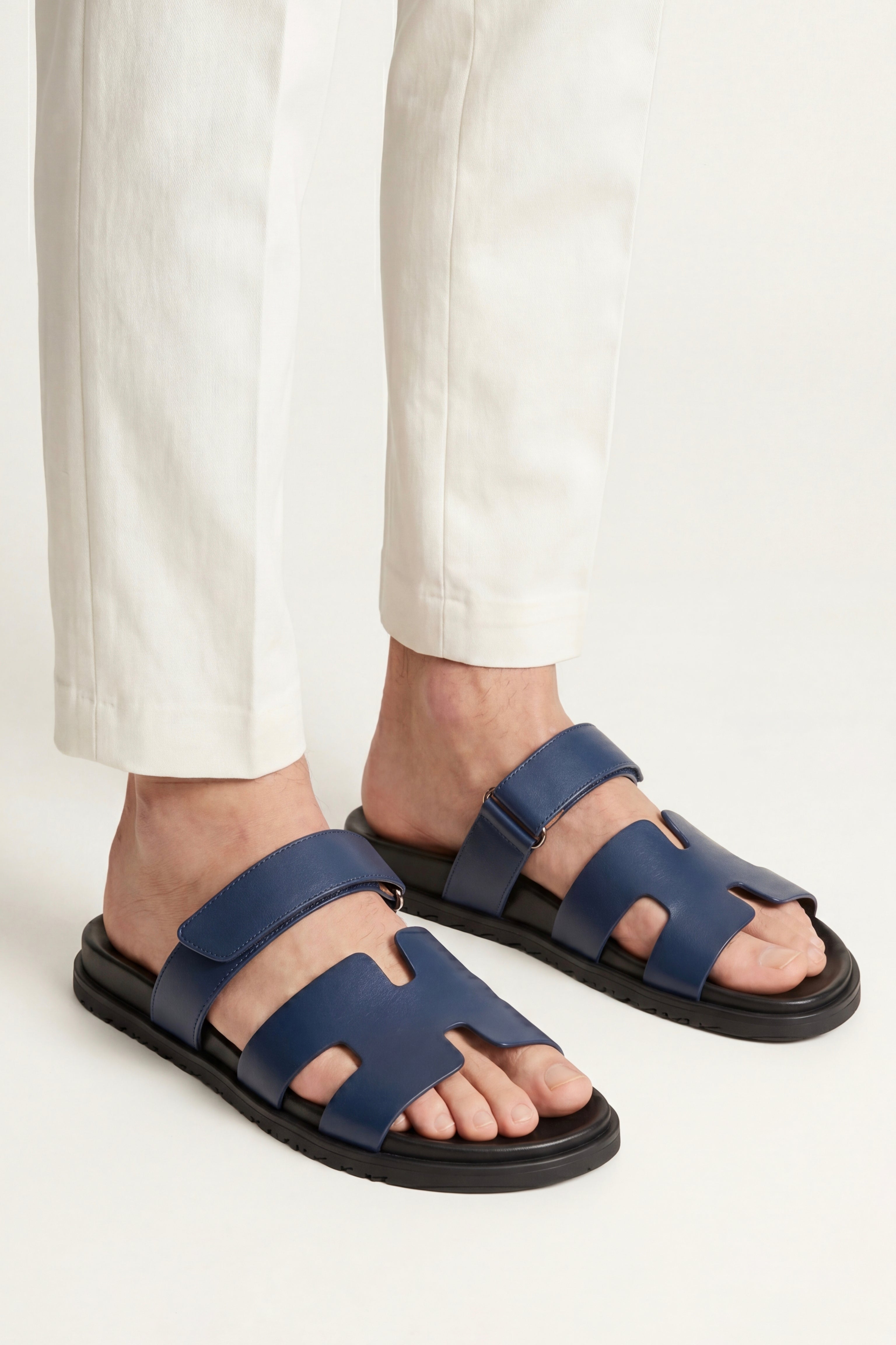 Matera Leather Strap Sandal Blue