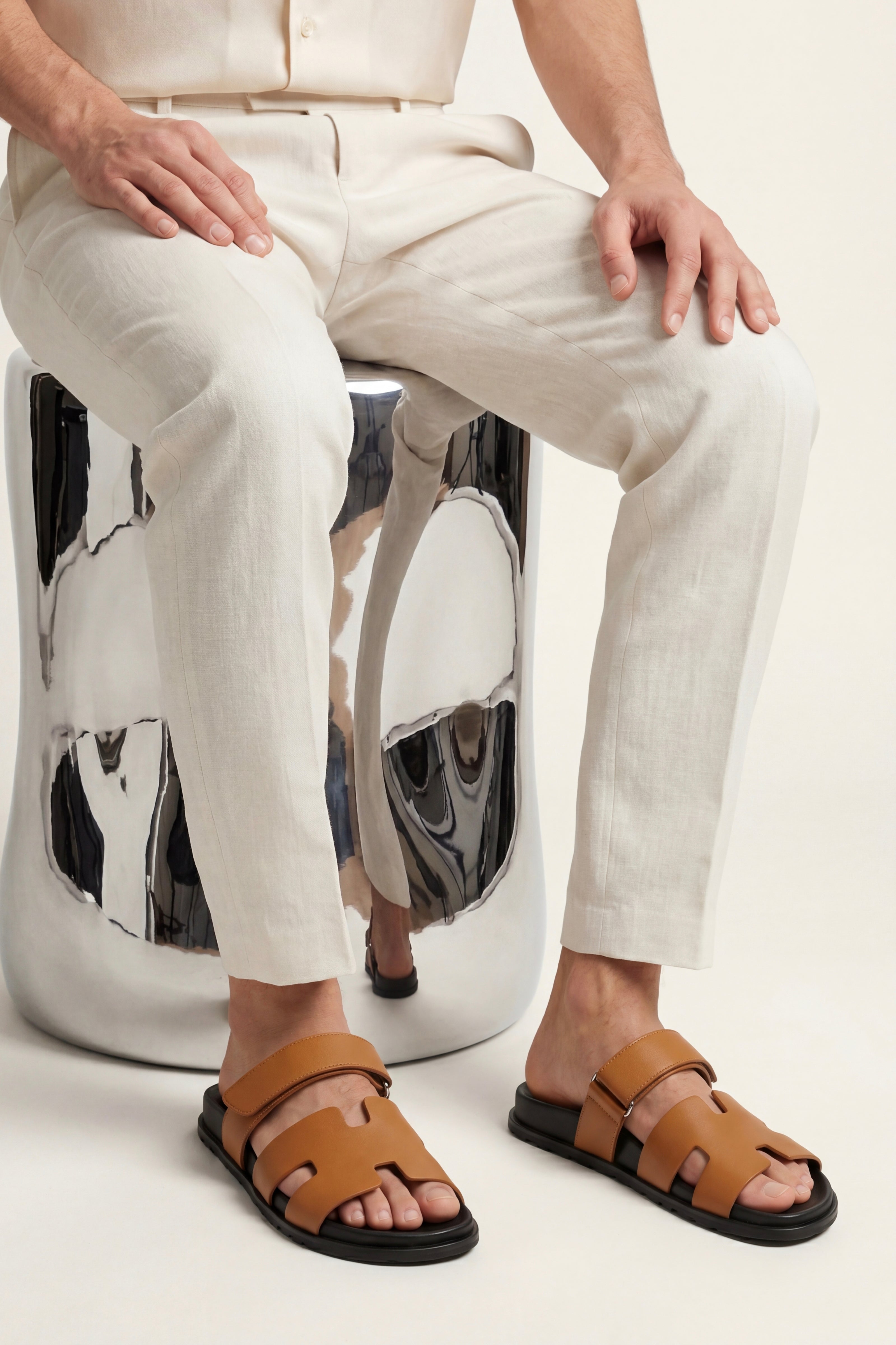 Matera Leather Strap Sandal Tan