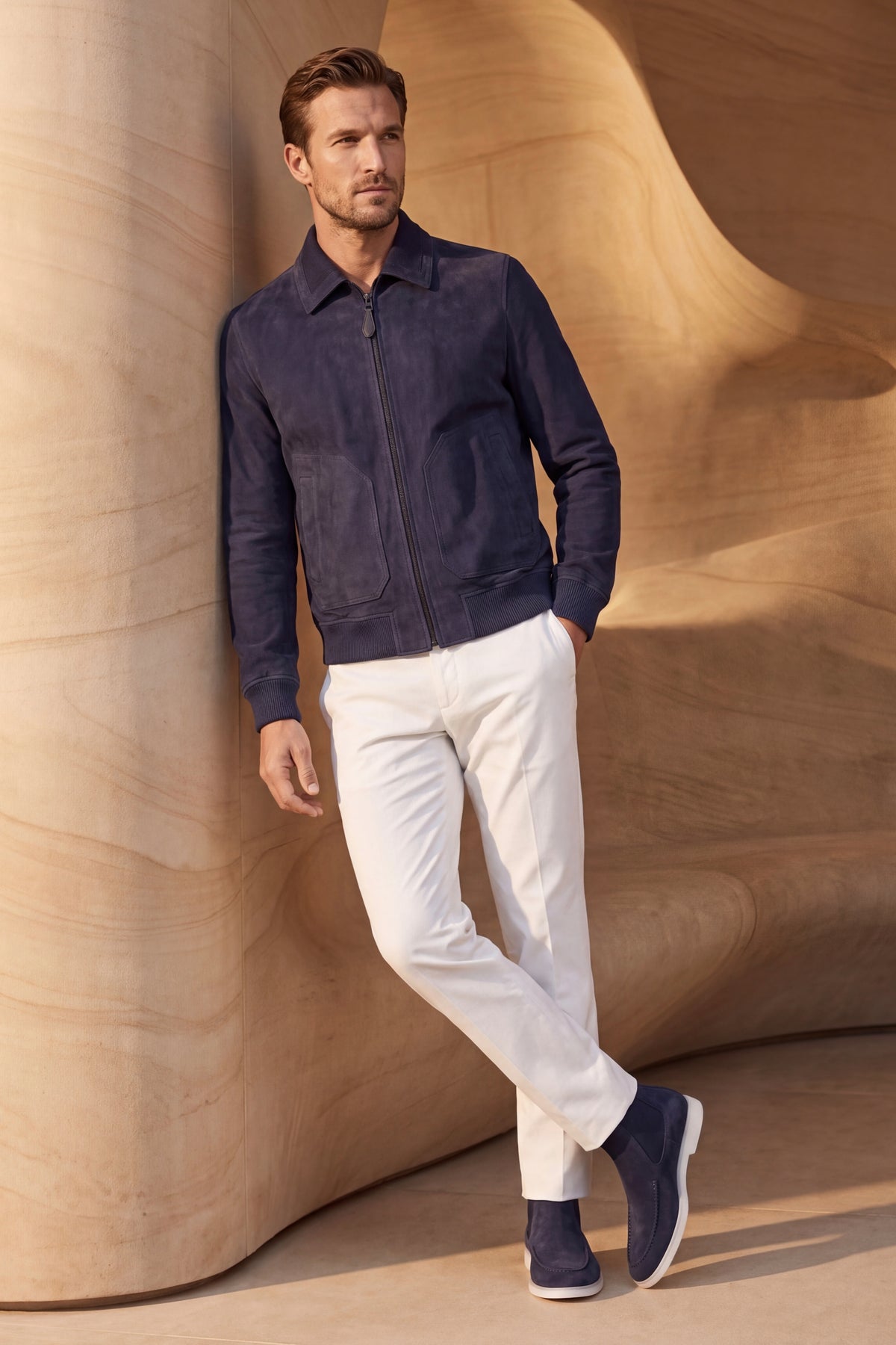 Noto Suede Jacket Navy